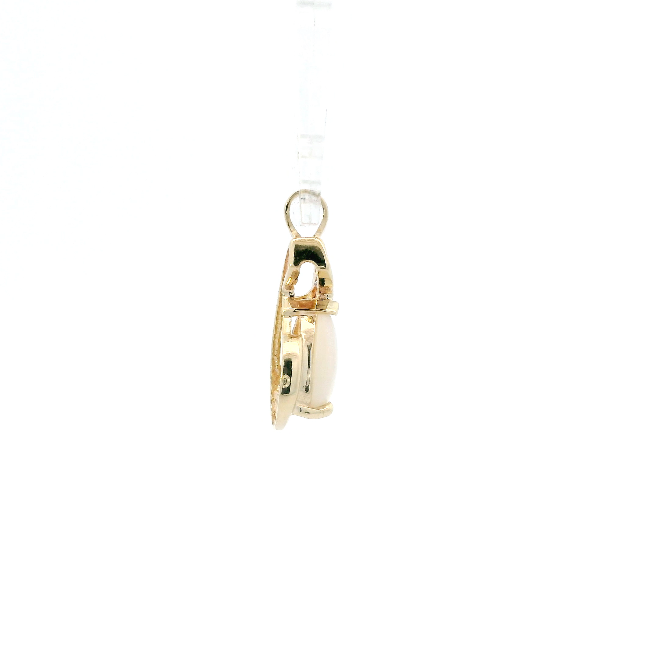 10K Yellow Gold Opal & Diamond Pendant - 0.06ct