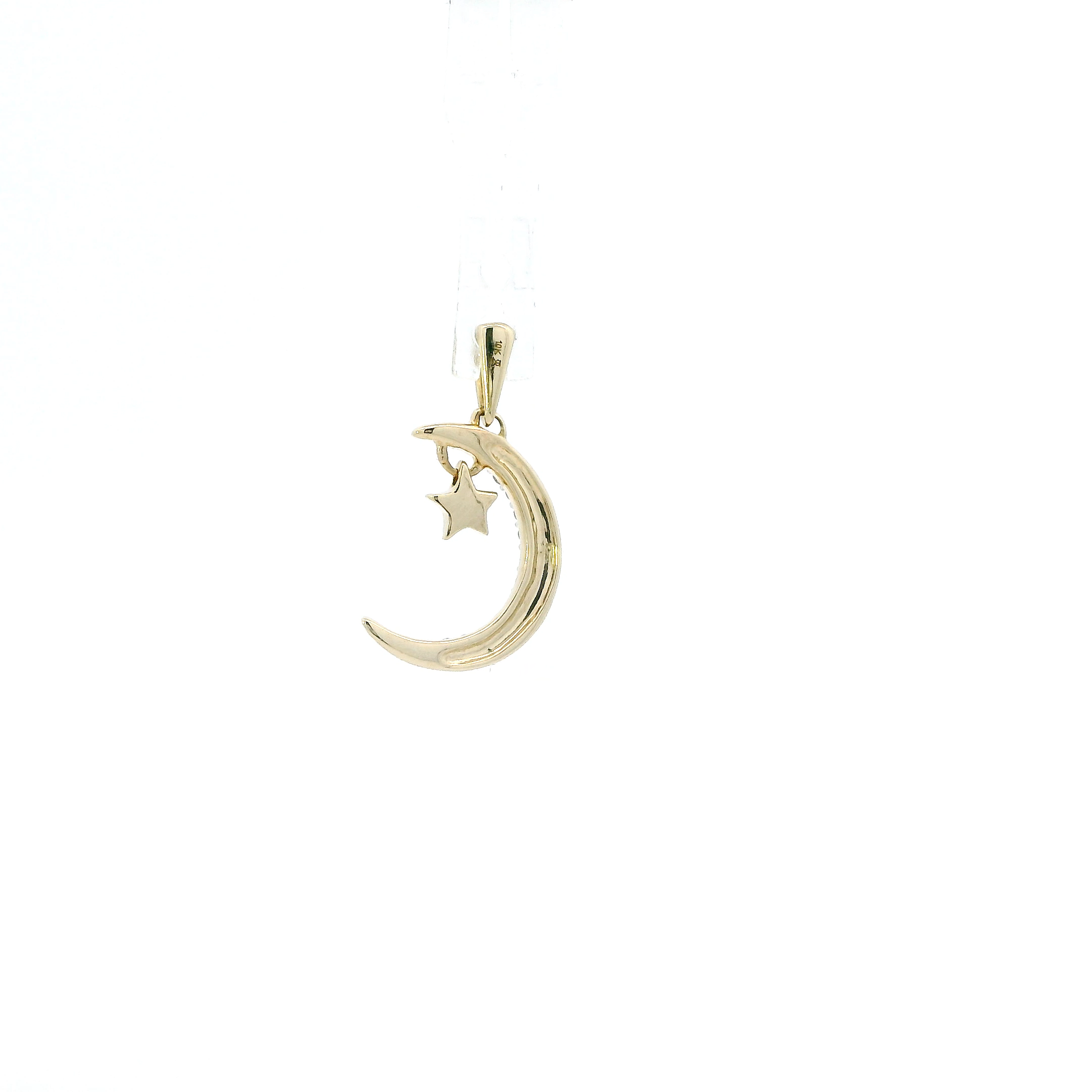 10K Yellow Gold Diamond Star & Moon Pendant - 0.07ct