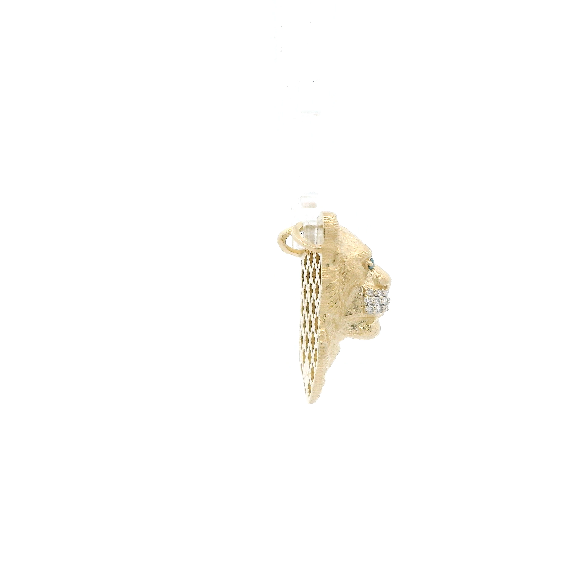 14K Yellow Gold Lion Pendant-0.10ct