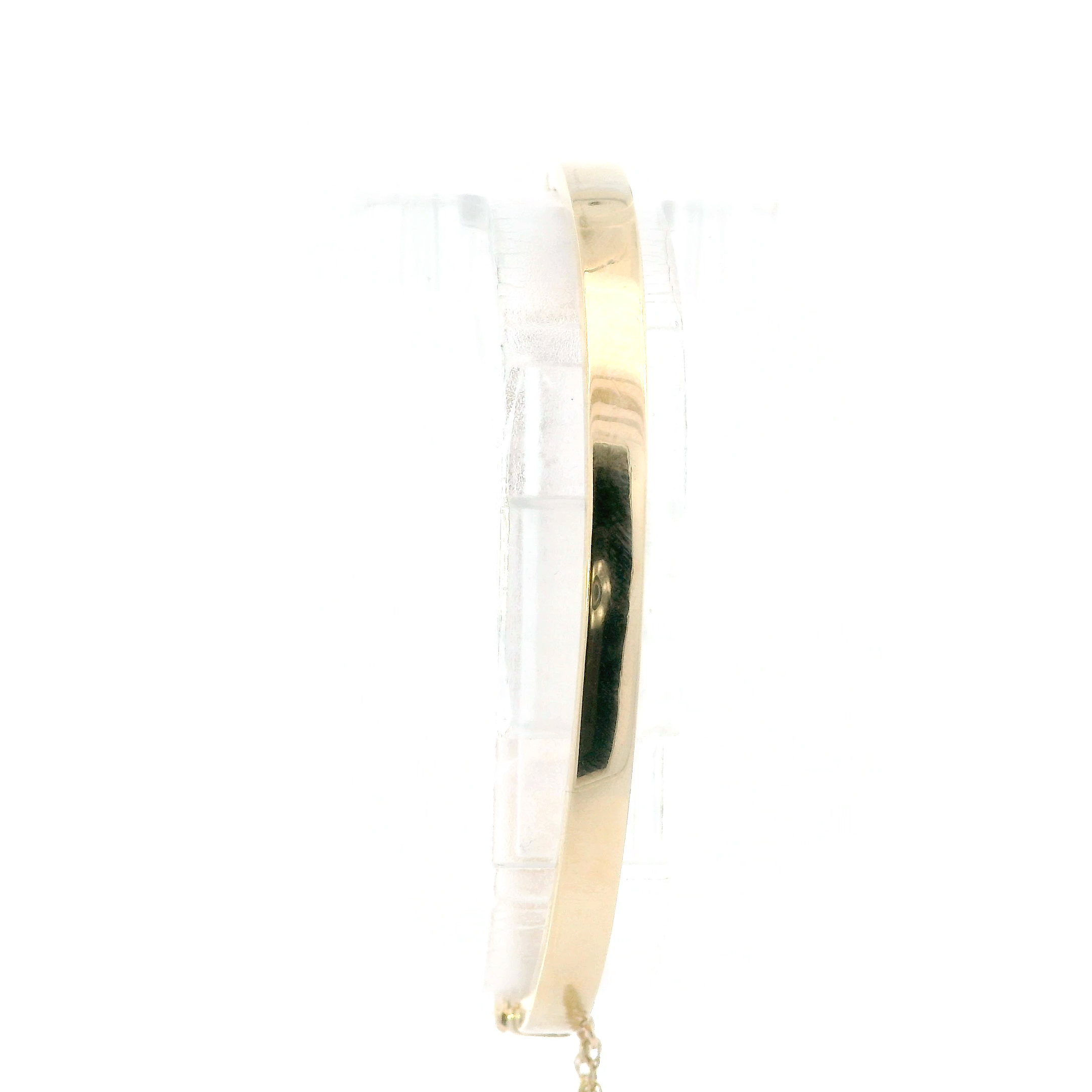 14K Yellow Gold Diamond Bangle Bracelet With Safety Chain