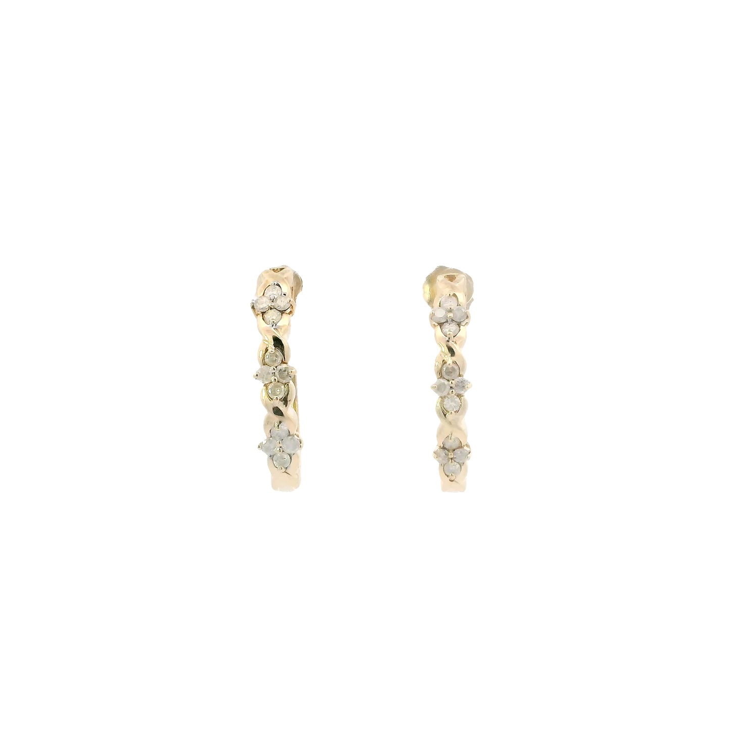 14K Yellow Gold Diamond Half Hoop Earrings - 0.44ct