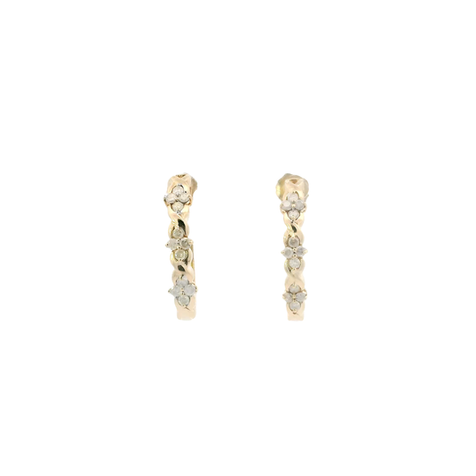14K Yellow Gold Diamond Half Hoop Earrings - 0.44ct