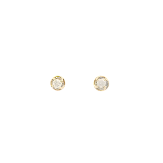 14K Yellow Gold Diamond Stud Earrings - 0.42ct