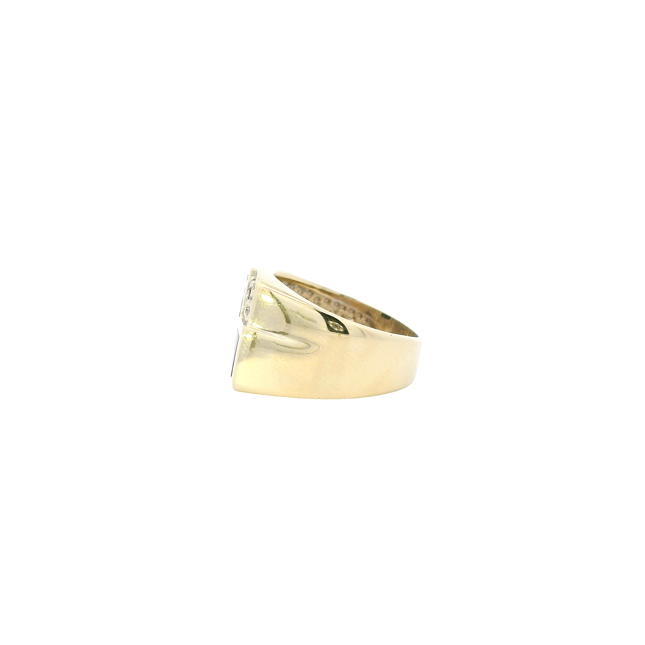 14K Yellow Gold Diamond & Black Onyx Men's Ring - 0.24ct