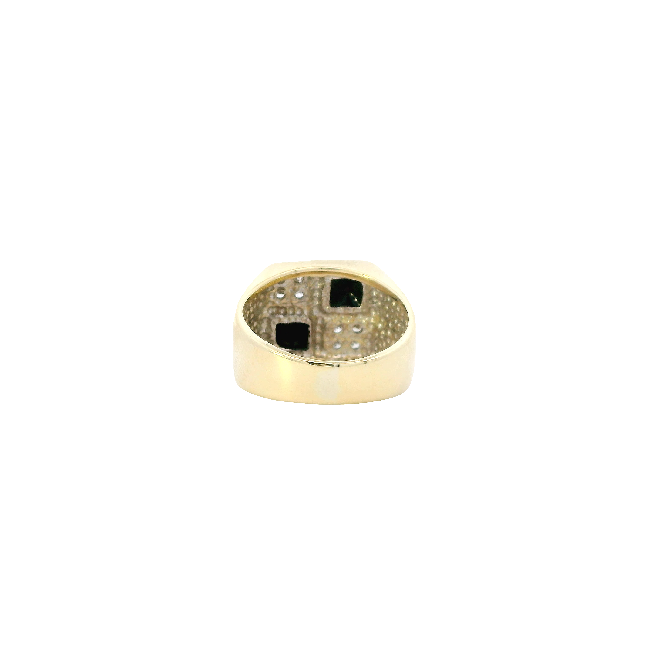 14K Yellow Gold Diamond & Black Onyx Men's Ring - 0.24ct