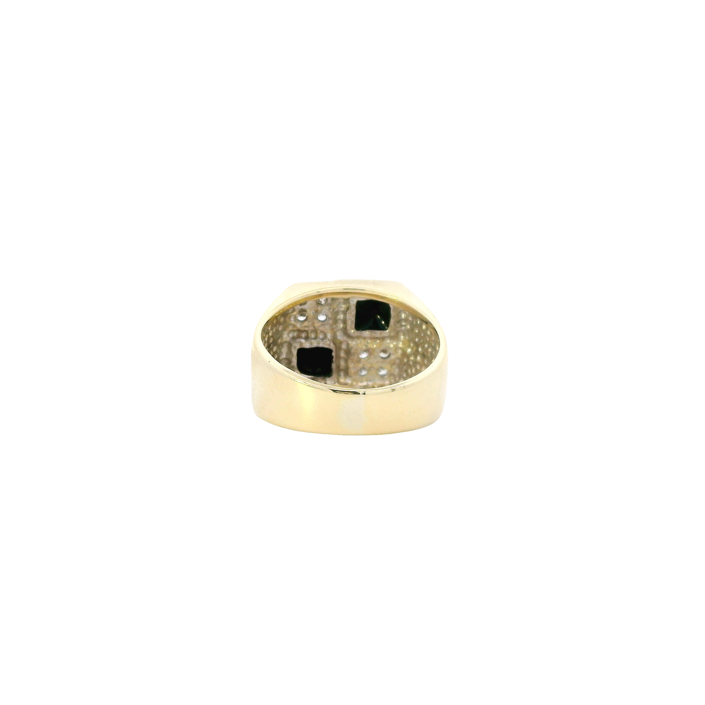 14K Yellow Gold Diamond & Black Onyx Men's Ring - 0.24ct