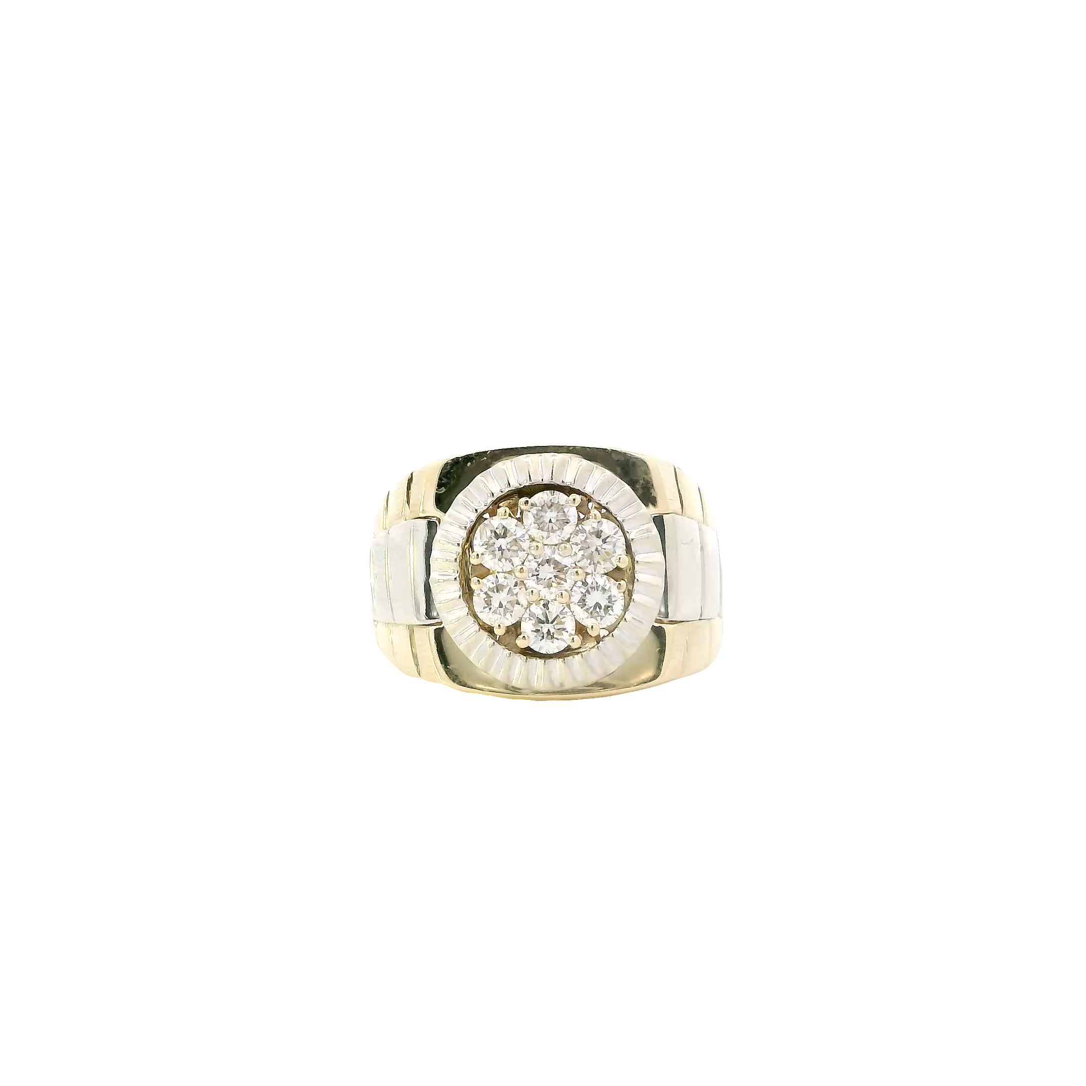 10K Yellow & White Gold Diamond Rolex Men's Ring -0.94ct