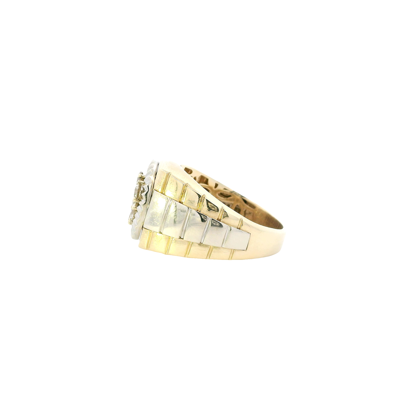 10K Yellow & White Gold Diamond Rolex Men's Ring -0.94ct