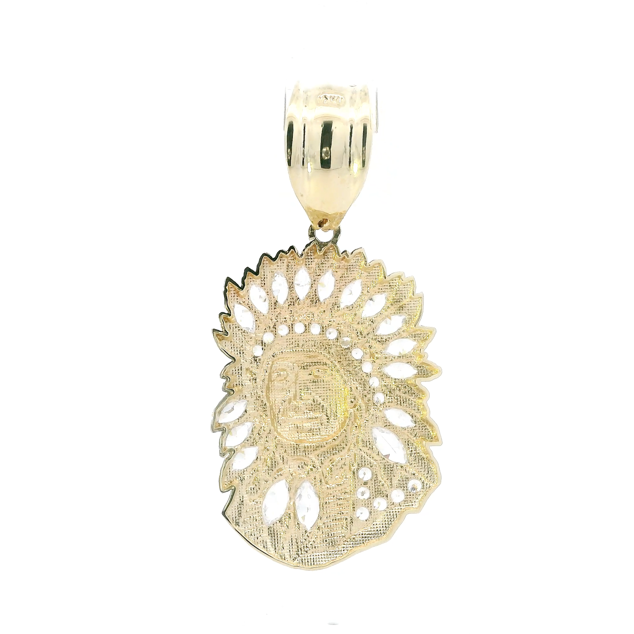10K Yellow Gold Native American Head Pendant