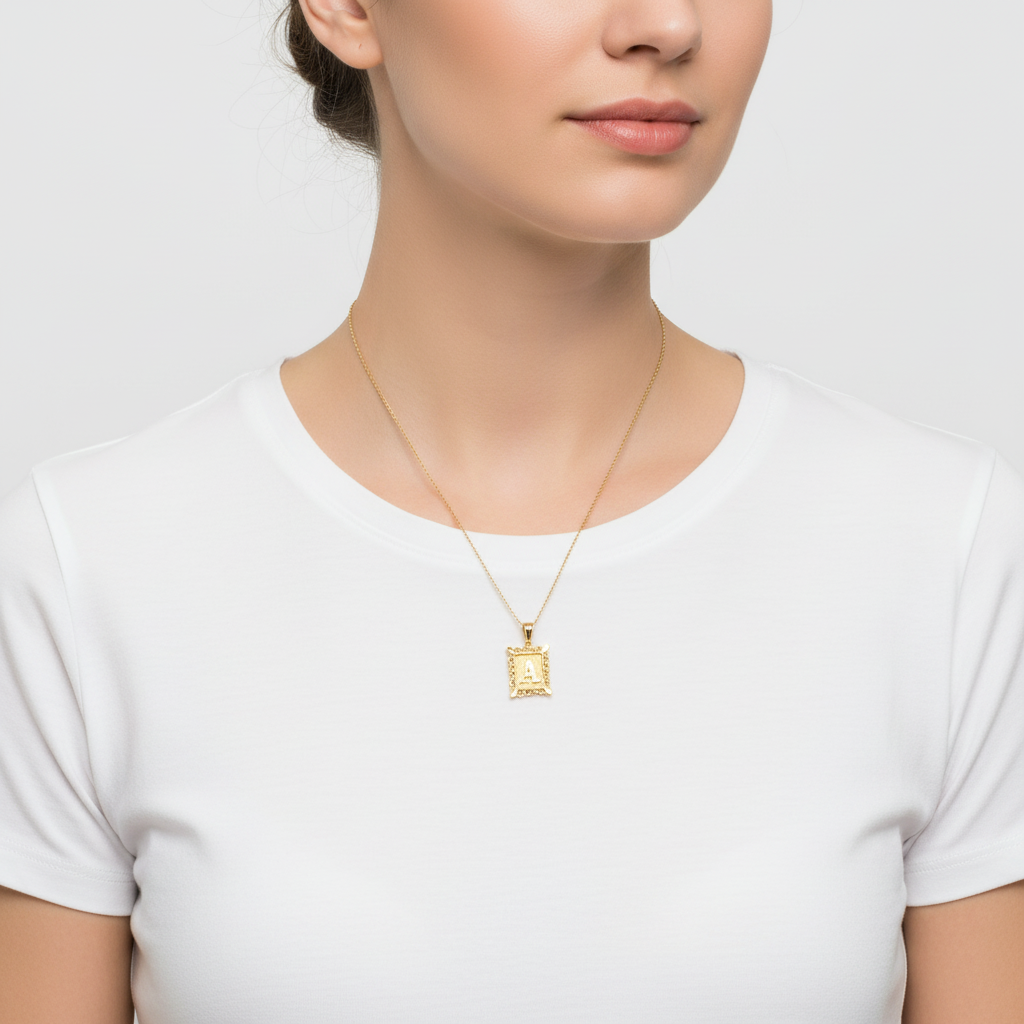 10K Yellow & White Gold Rectangle Letter 