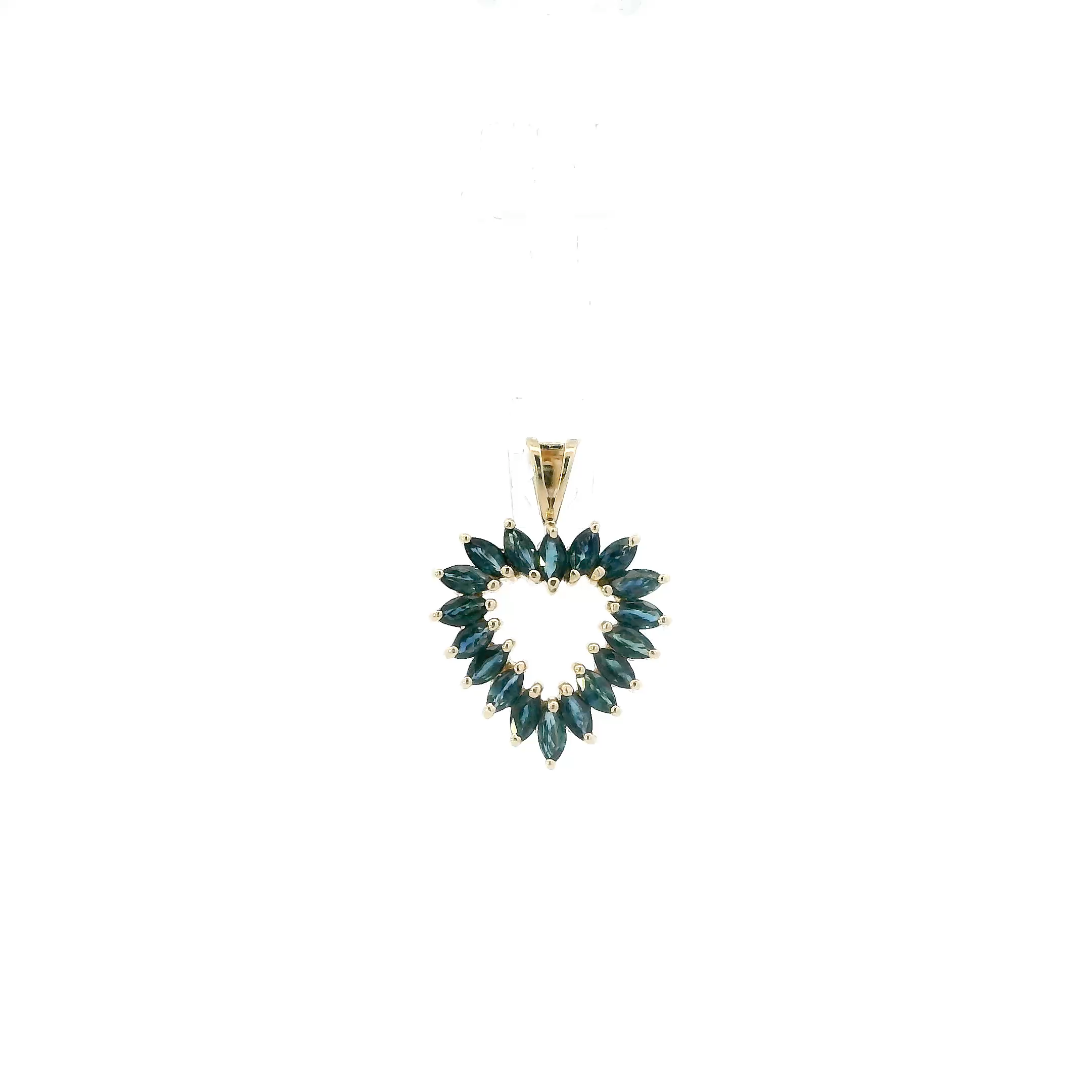 10K Yellow Gold Sapphire Heart Pendant