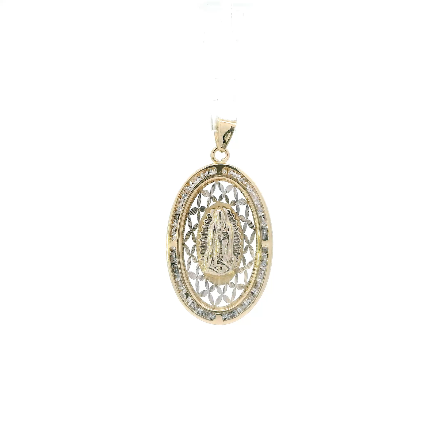14K Yellow & White Gold Virgin Mary Pendant