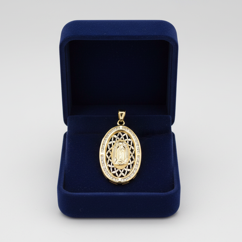 14K Yellow & White Gold Virgin Mary Pendant