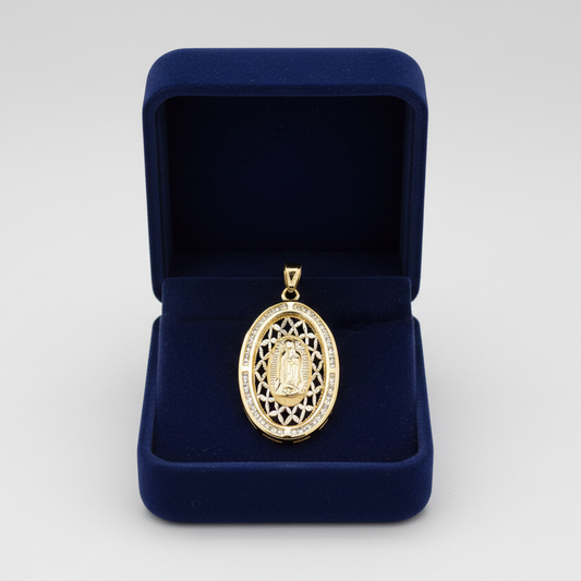 14K Yellow & White Gold Virgin Mary Pendant