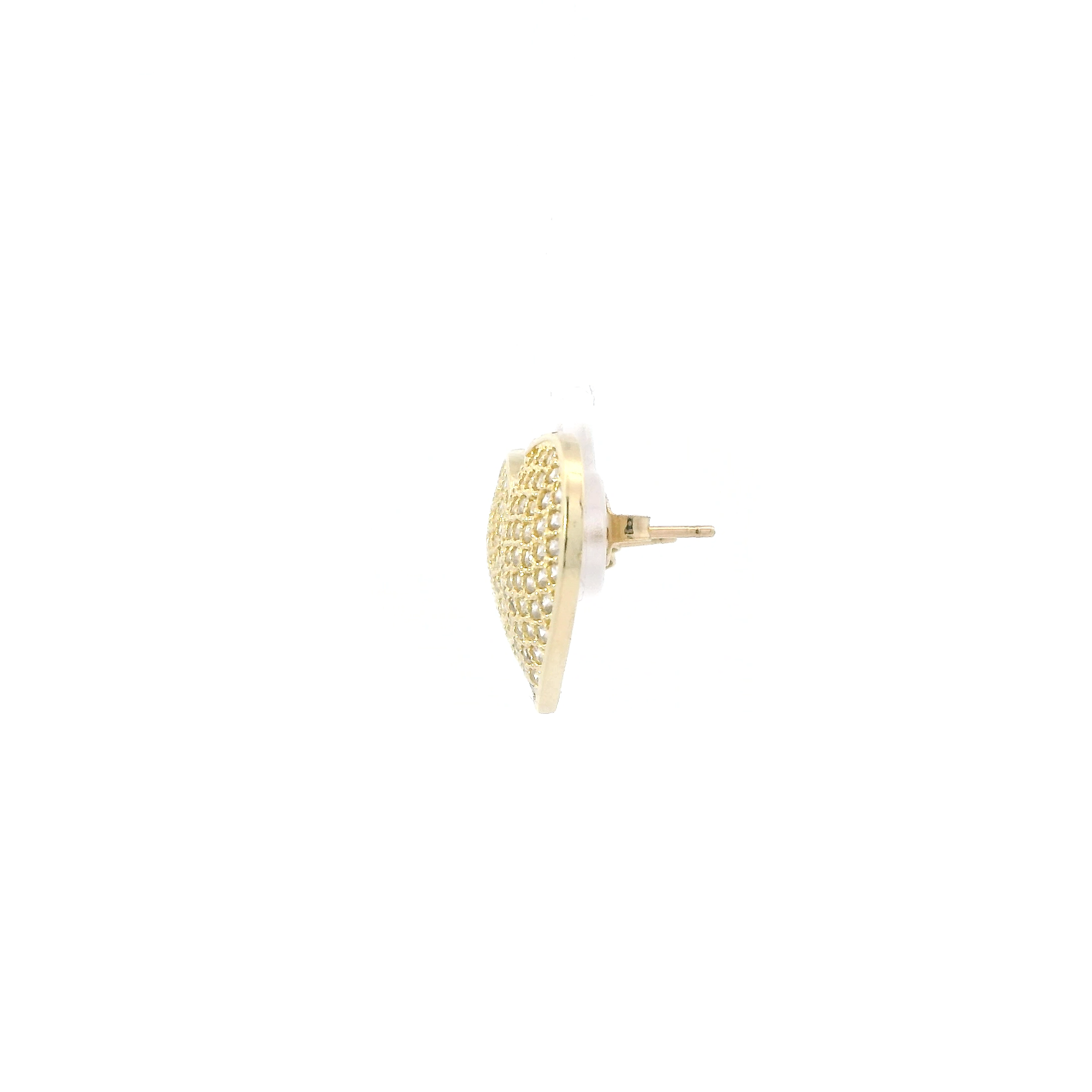 10K Yellow Gold Pave Heart Stud Earrings