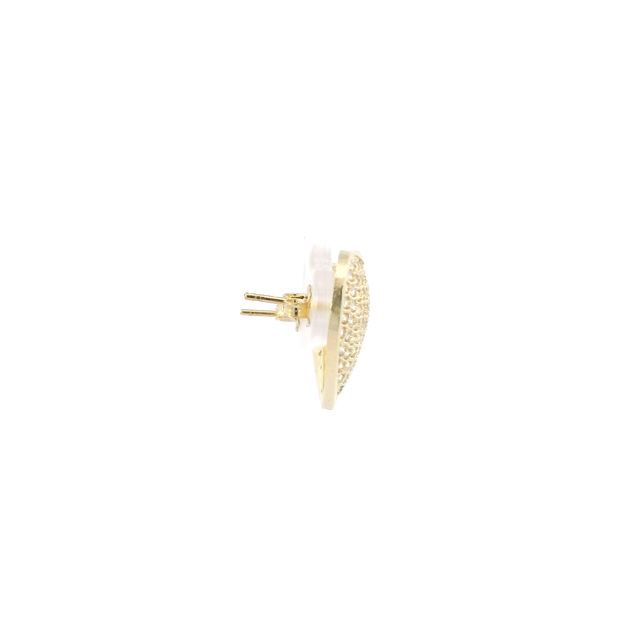 10K Yellow Gold Pave Heart Stud Earrings