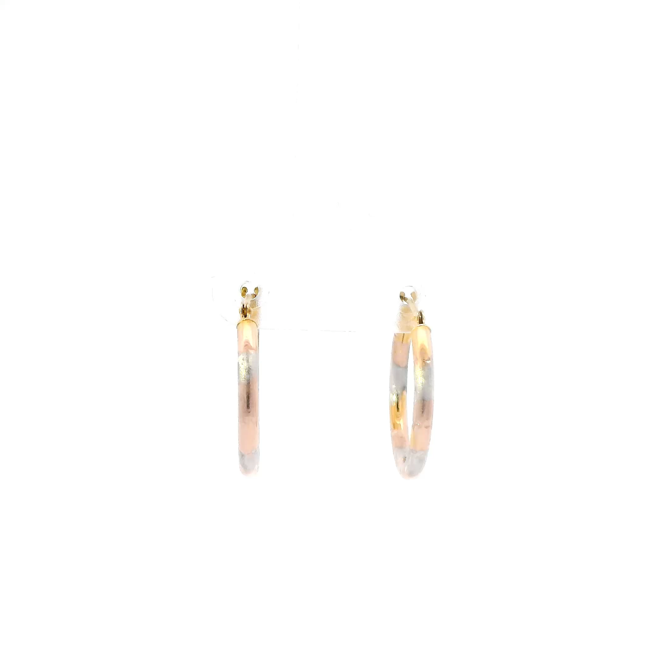 10K Tri Color Striped hoop Earrings