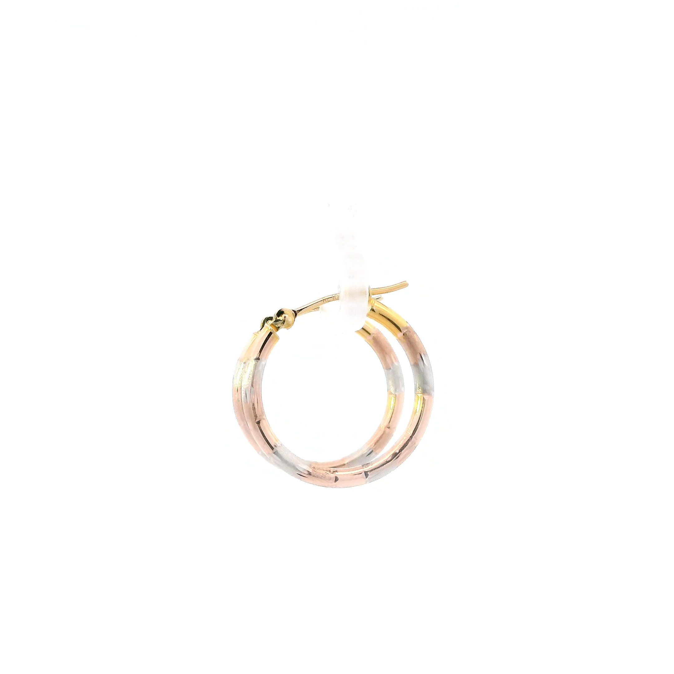 10K Tri Color Striped hoop Earrings