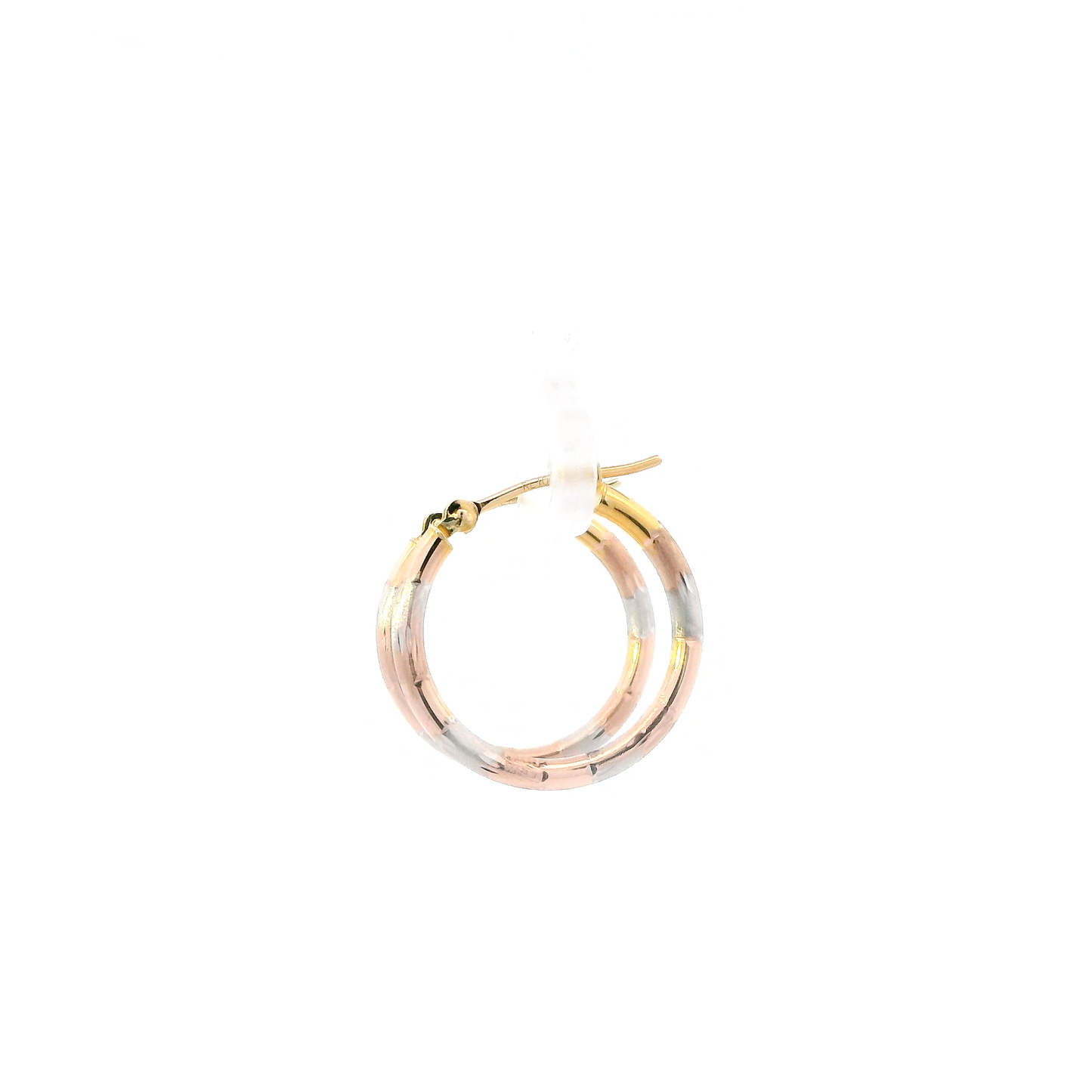 10K Tri Color Striped hoop Earrings