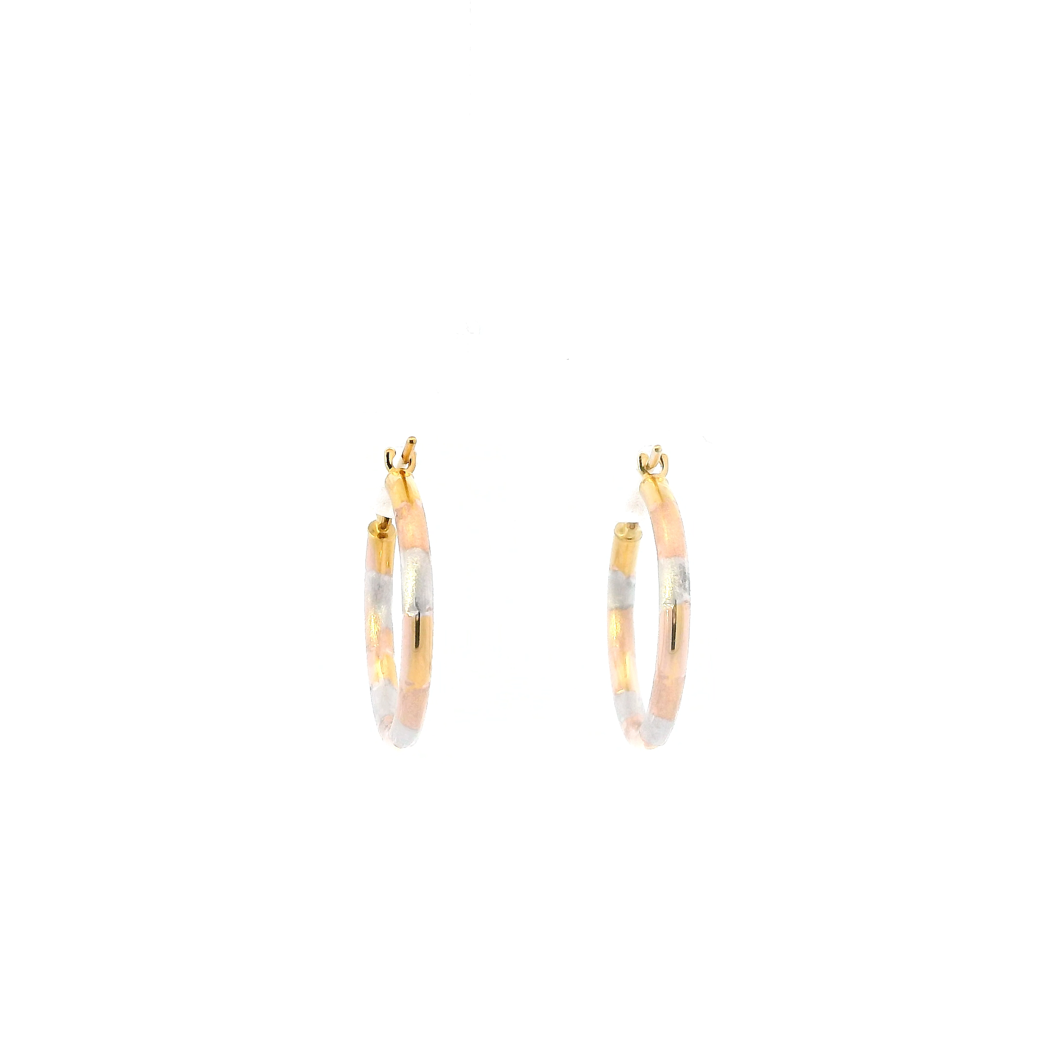 10K Tri Color Striped hoop Earrings