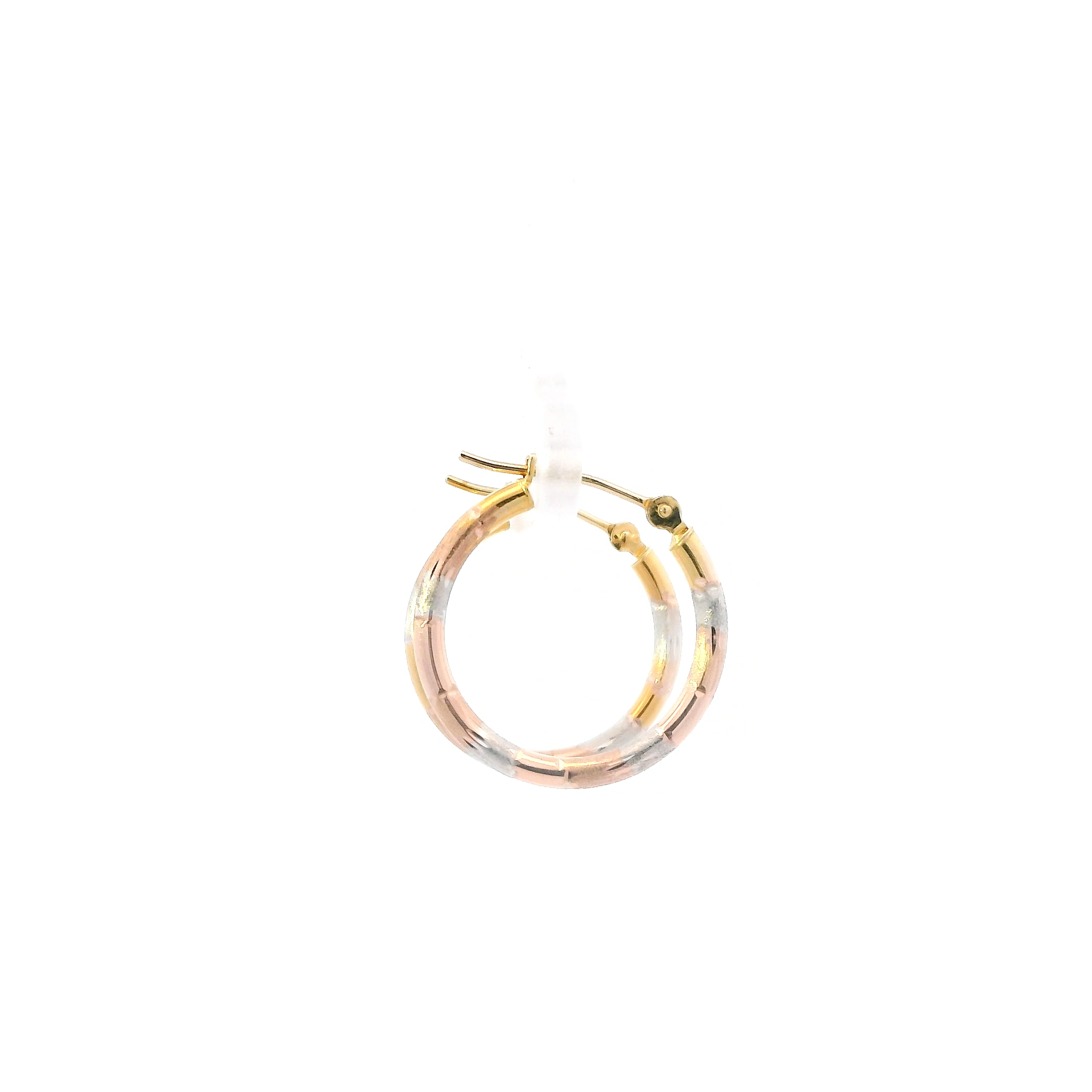 10K Tri Color Striped hoop Earrings