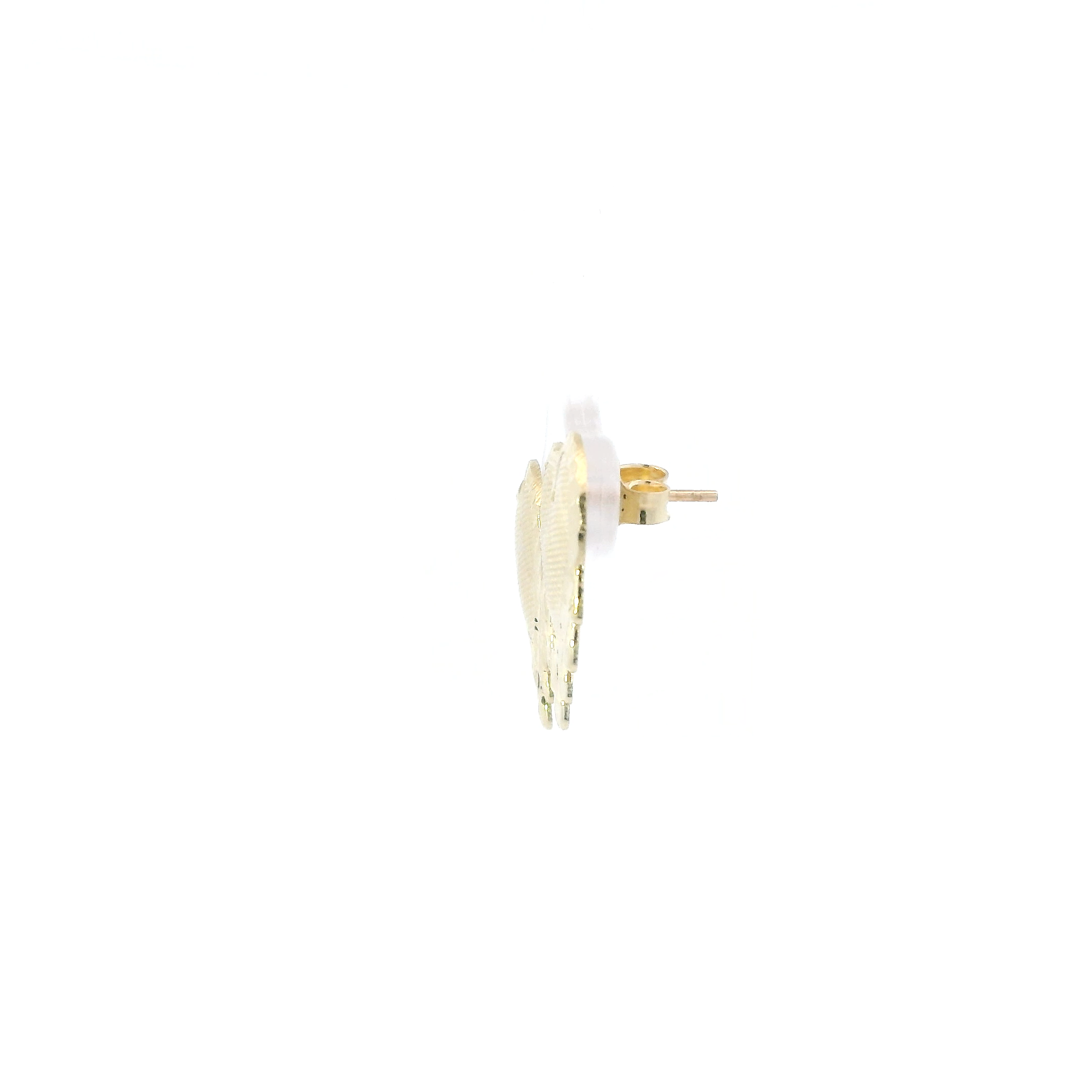 10K Yellow Gold Dripping Heart Stud Earrings