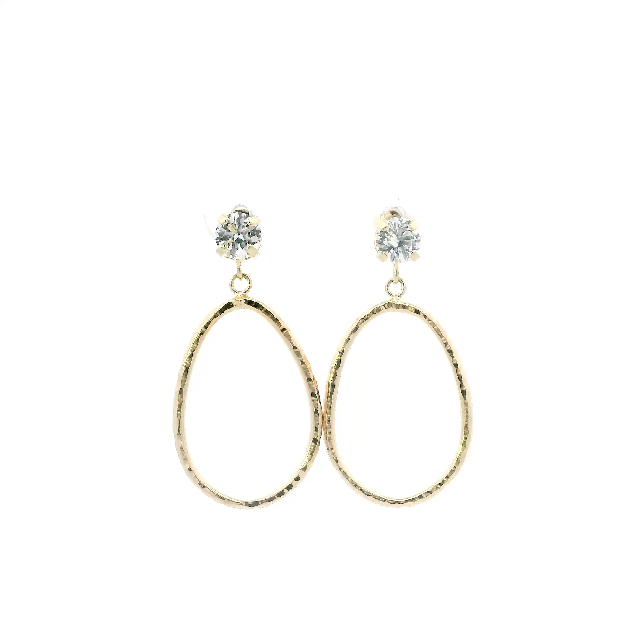 10K Yellow Gold Dangle Hoop Earrings