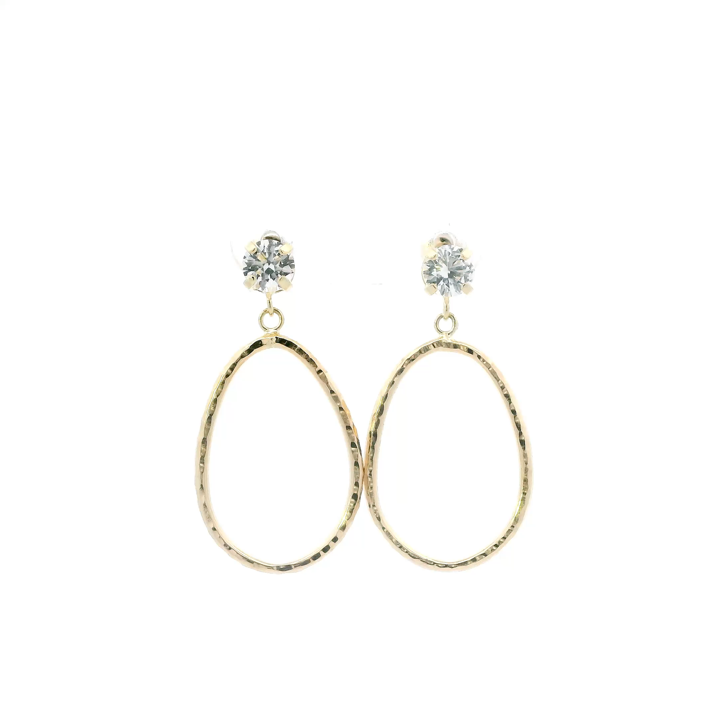 10K Yellow Gold Dangle Hoop Earrings