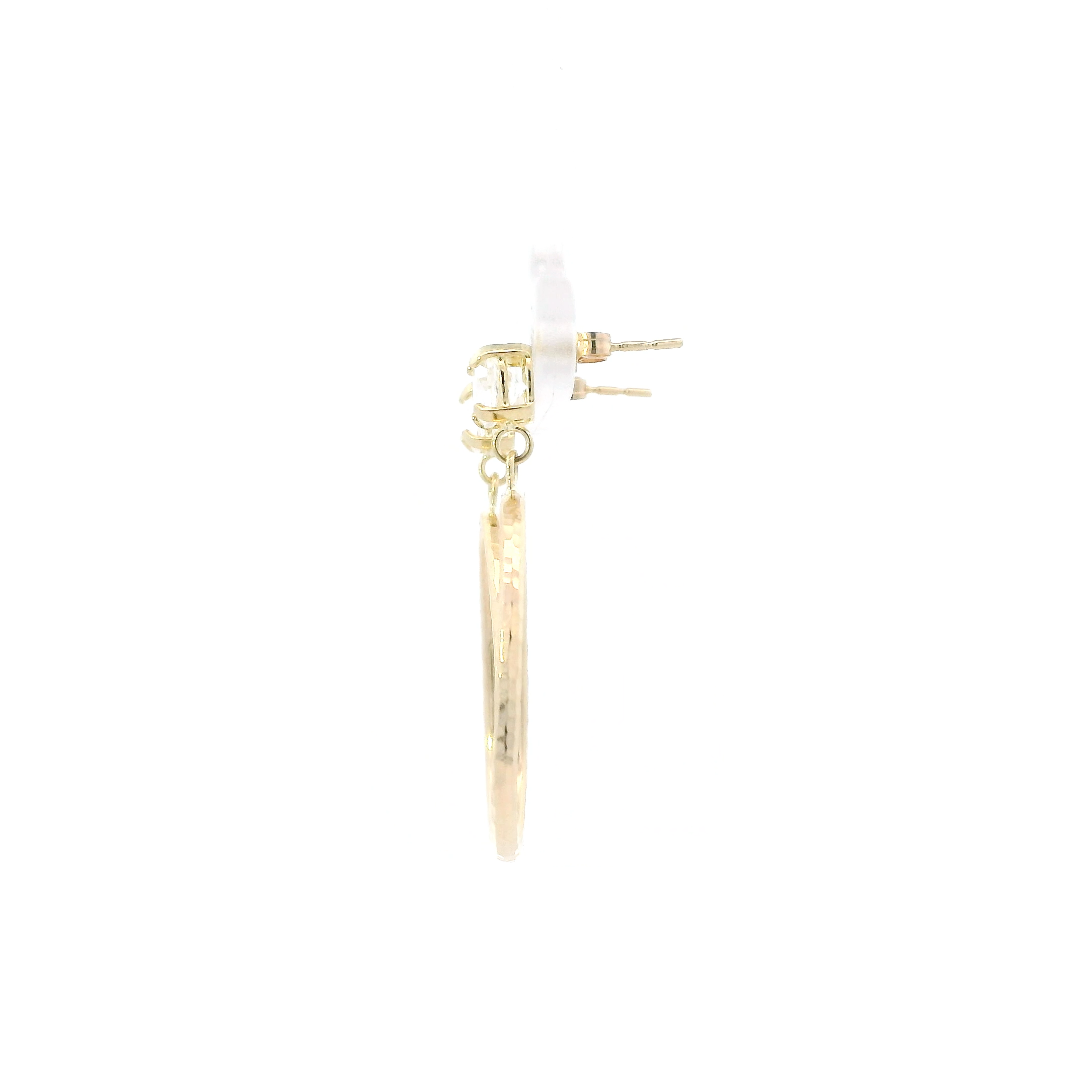 10K Yellow Gold Dangle Hoop Earrings