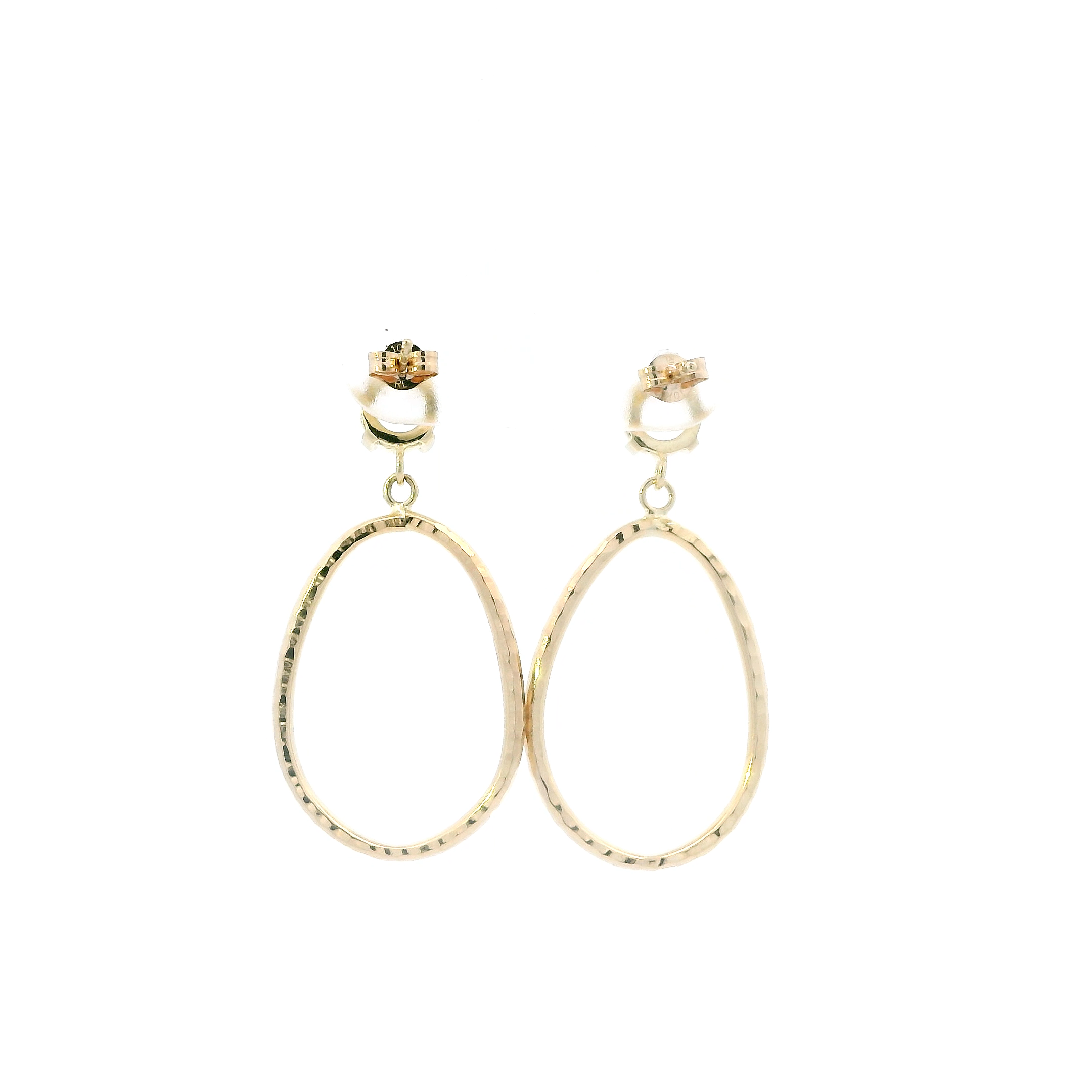 10K Yellow Gold Dangle Hoop Earrings