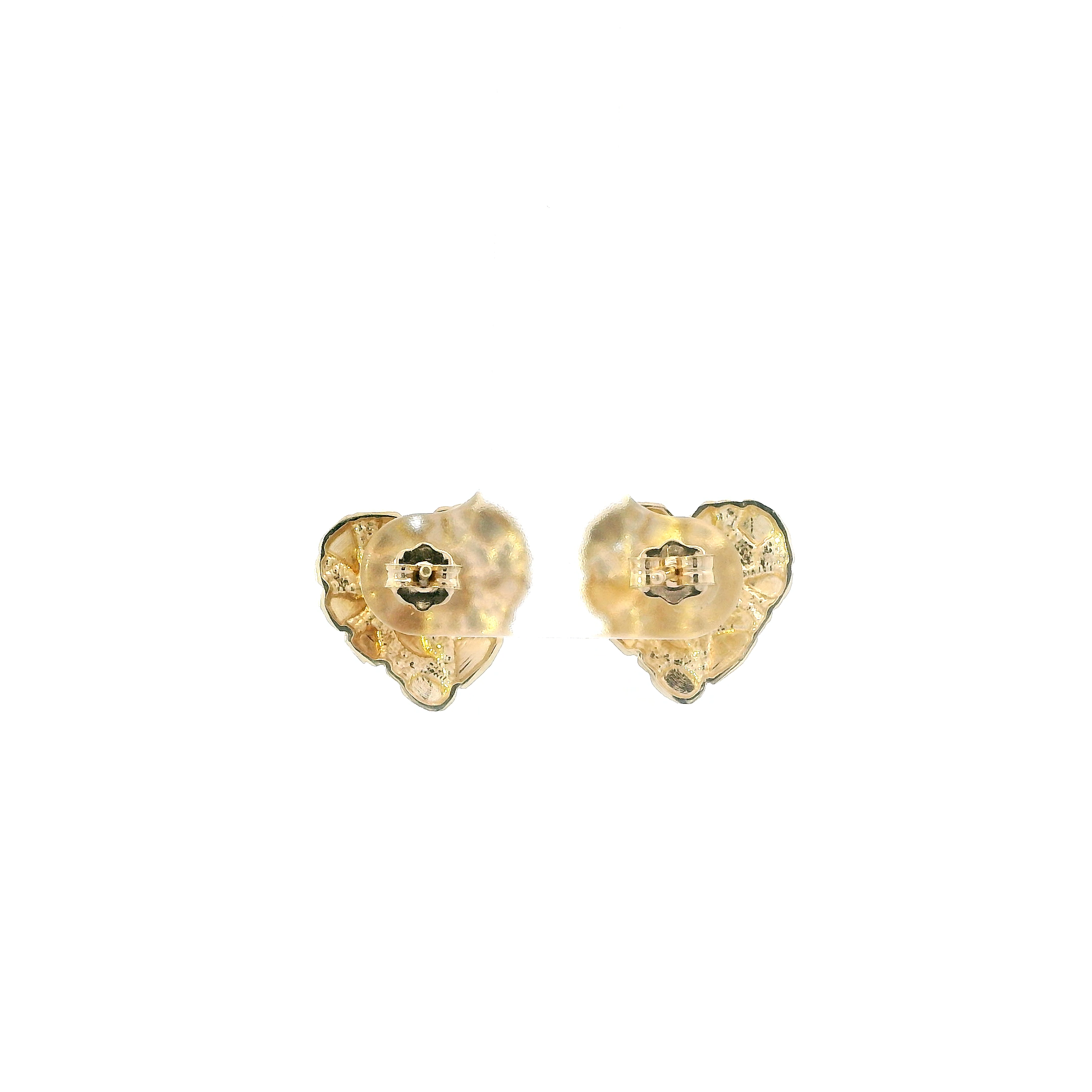 10K Yellow Gold Nugget Heart Earrings