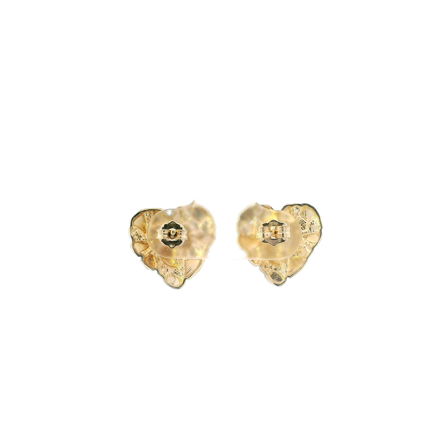 10K Yellow Gold Nugget Heart Earrings