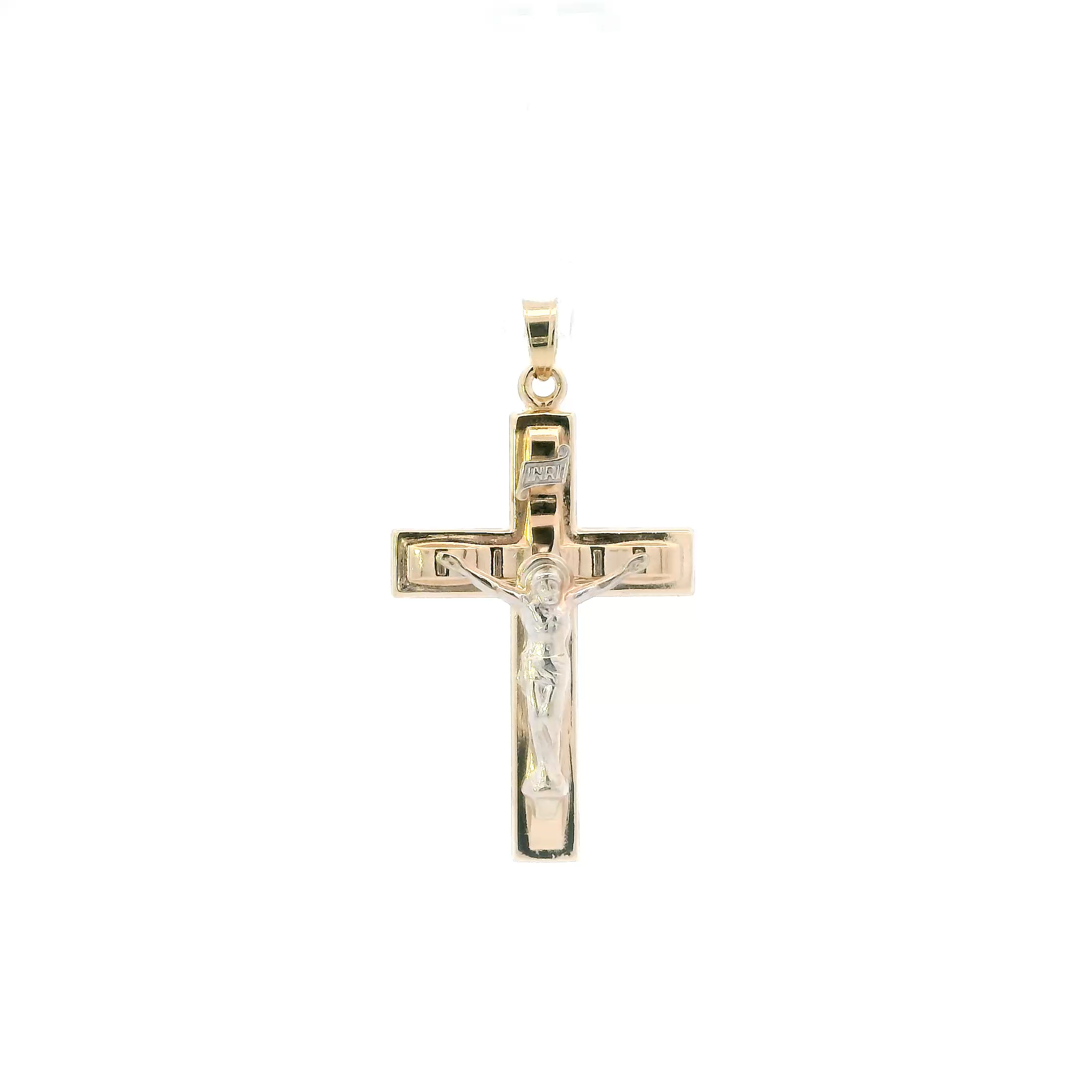 14K Yellow & White Gold Crucifix Pendant