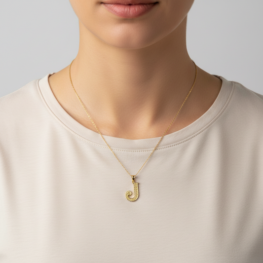10K Yellow Gold Letter "J" Pendant