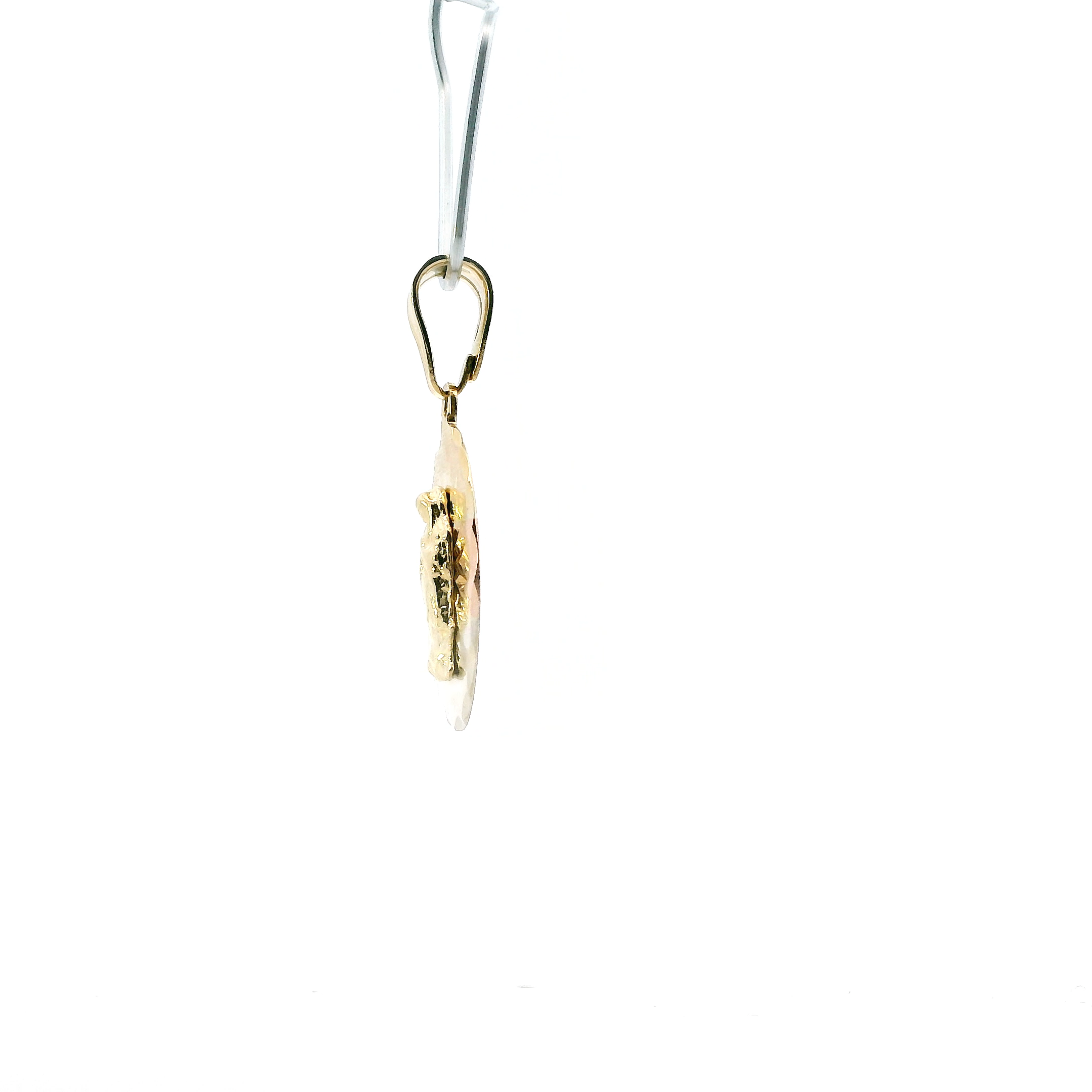 14K Tri Color Oval Virgin Mary Pendant