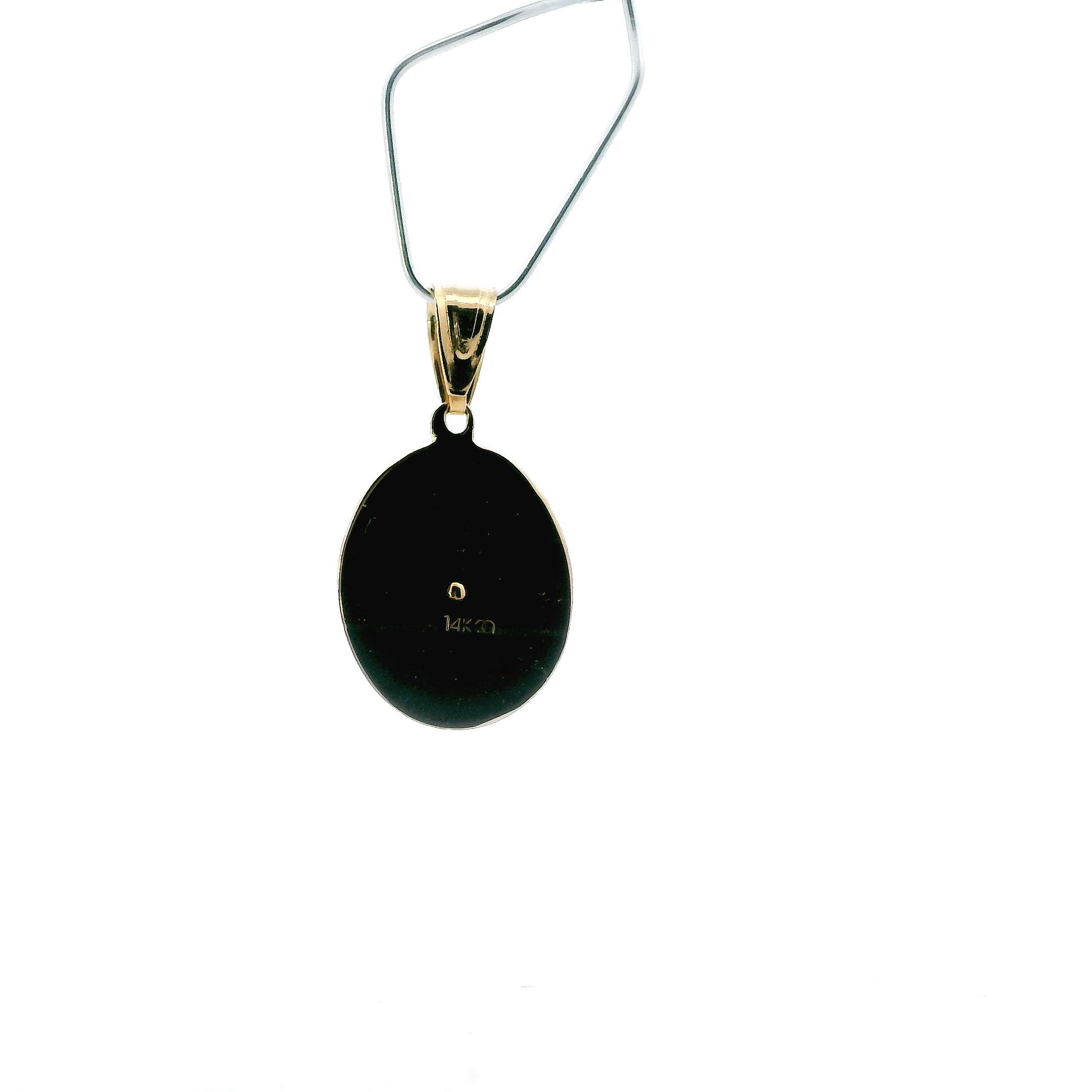 14K Tri Color Oval Virgin Mary Pendant