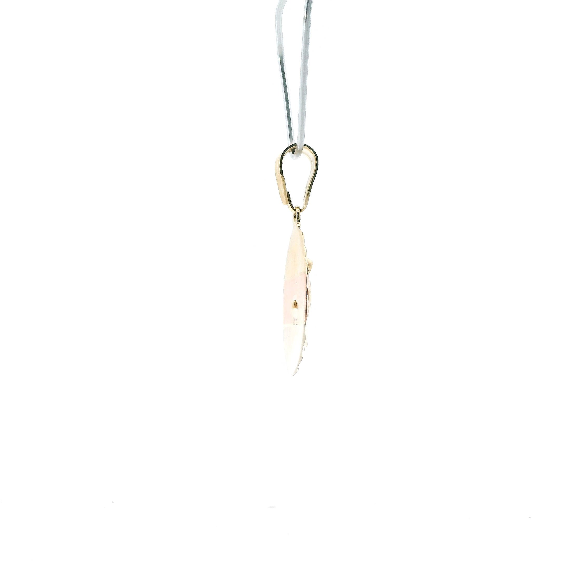 14K Tri Color Oval Virgin Mary Pendant