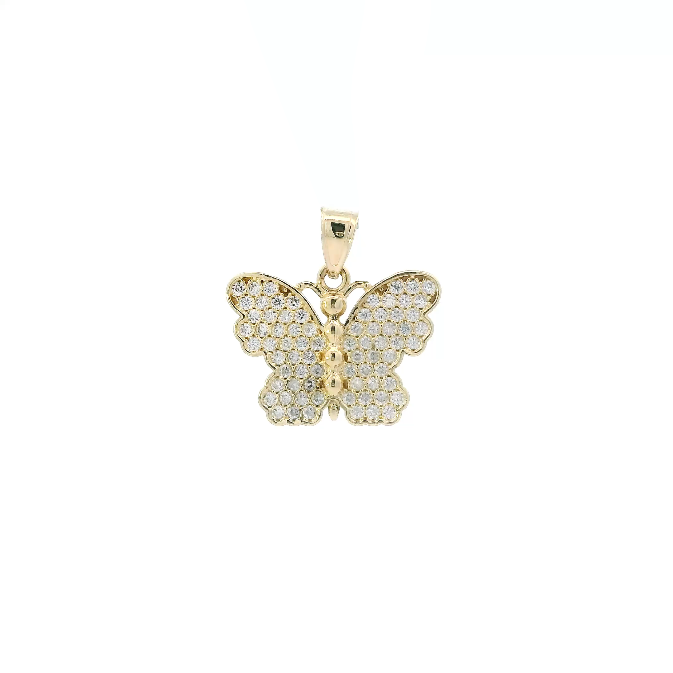 10K Yellow Gold Pave Butterfly Pendant