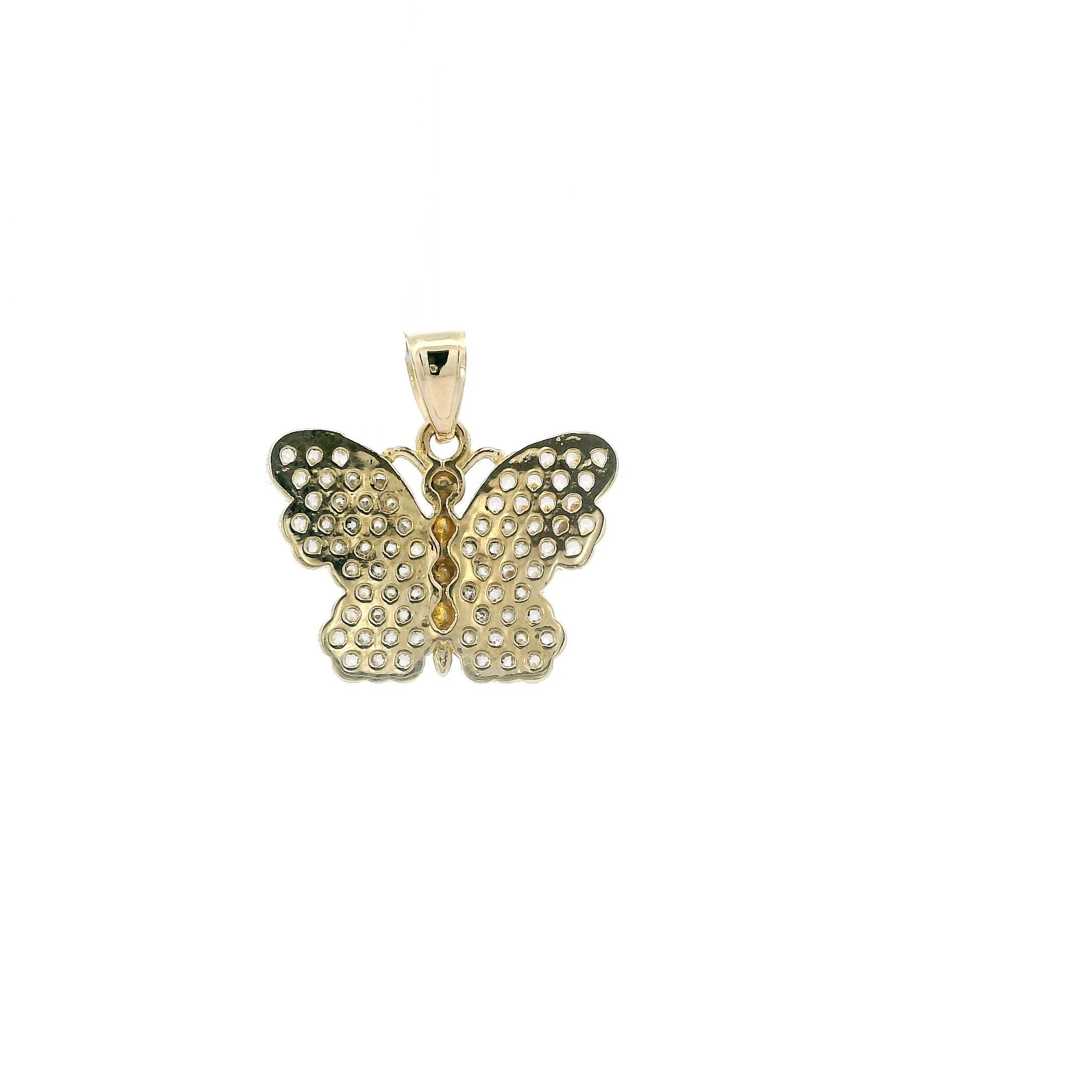 10K Yellow Gold Pave Butterfly Pendant