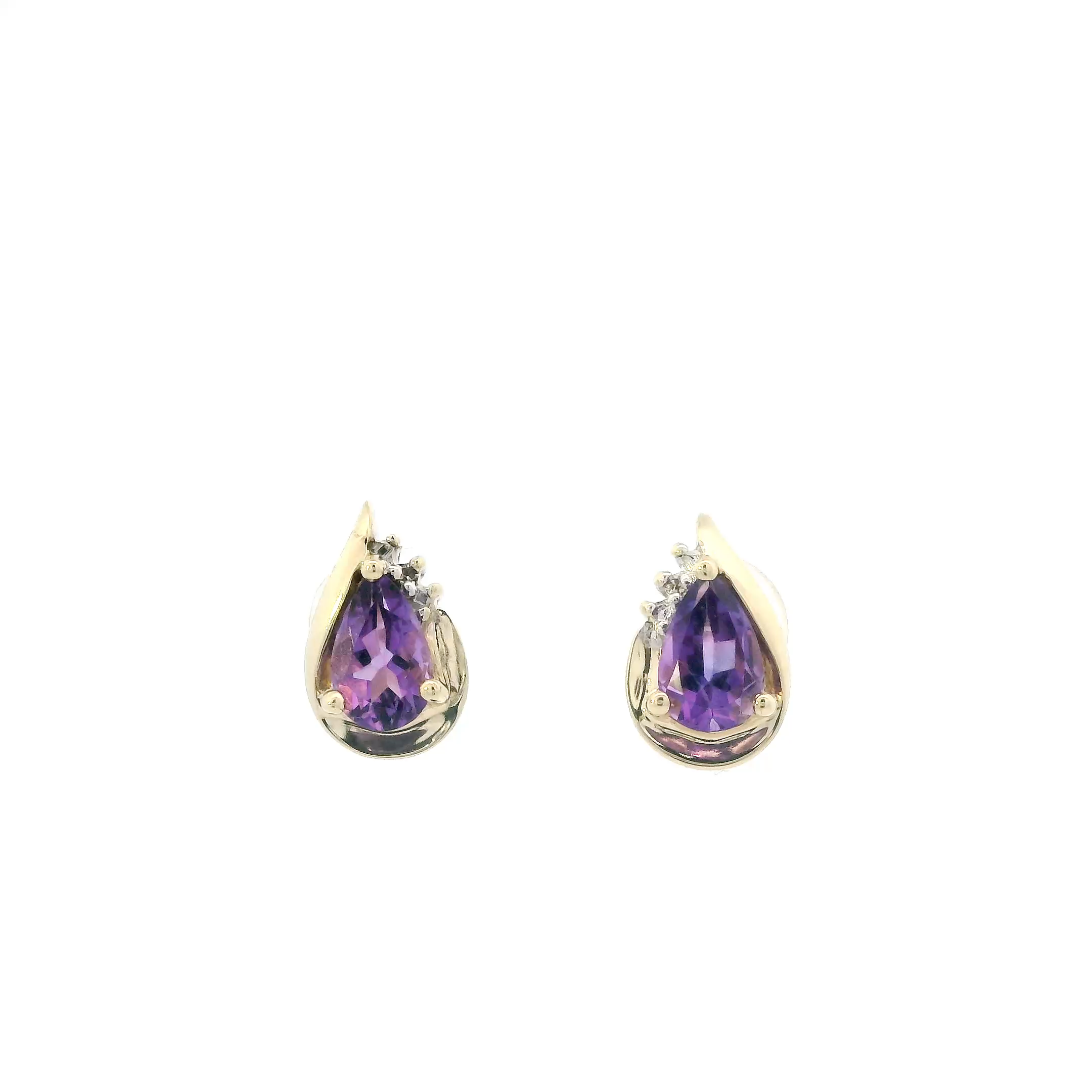 10K Yellow Gold Amethyst Earrings