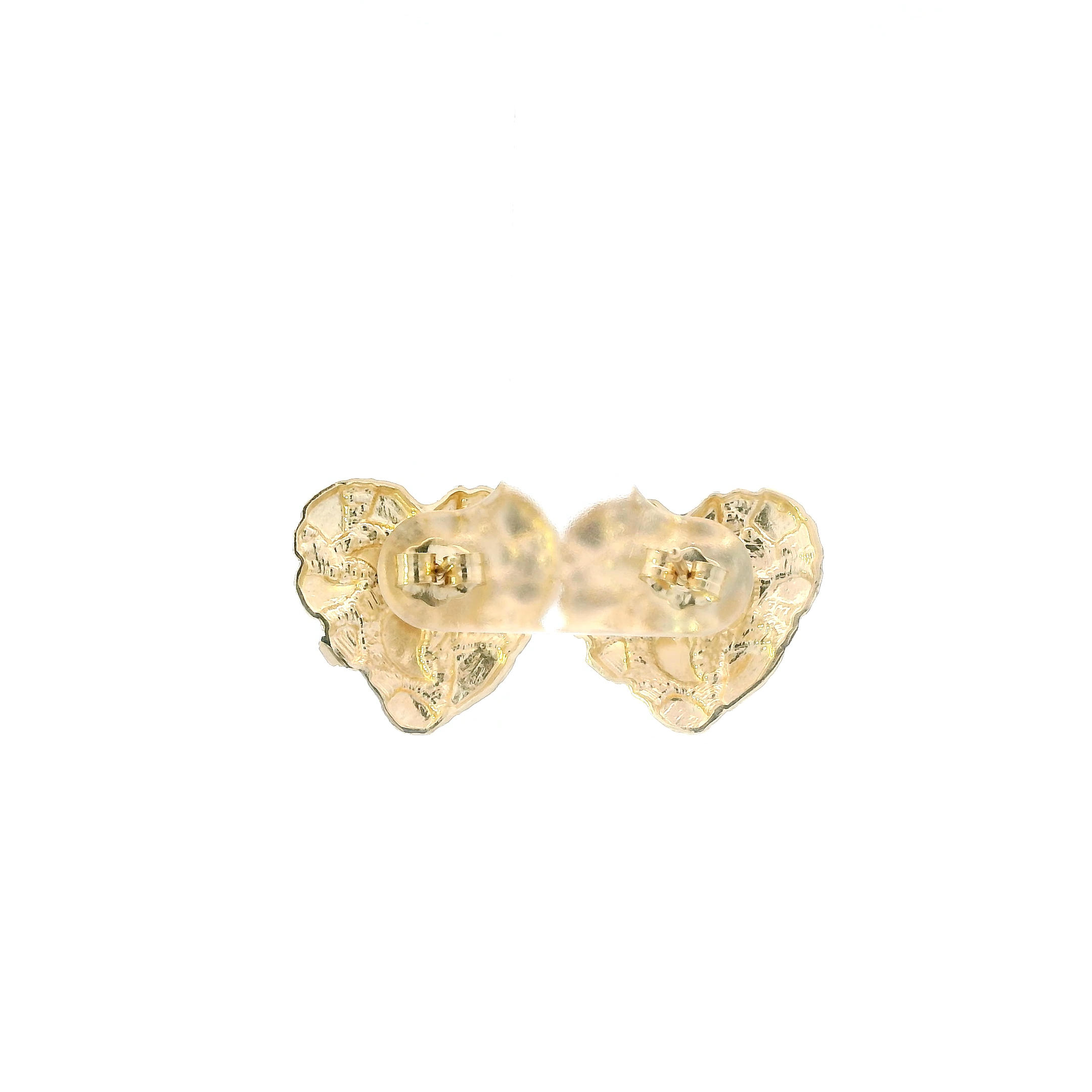 10K Yellow Gold Nugget Heart Earrings