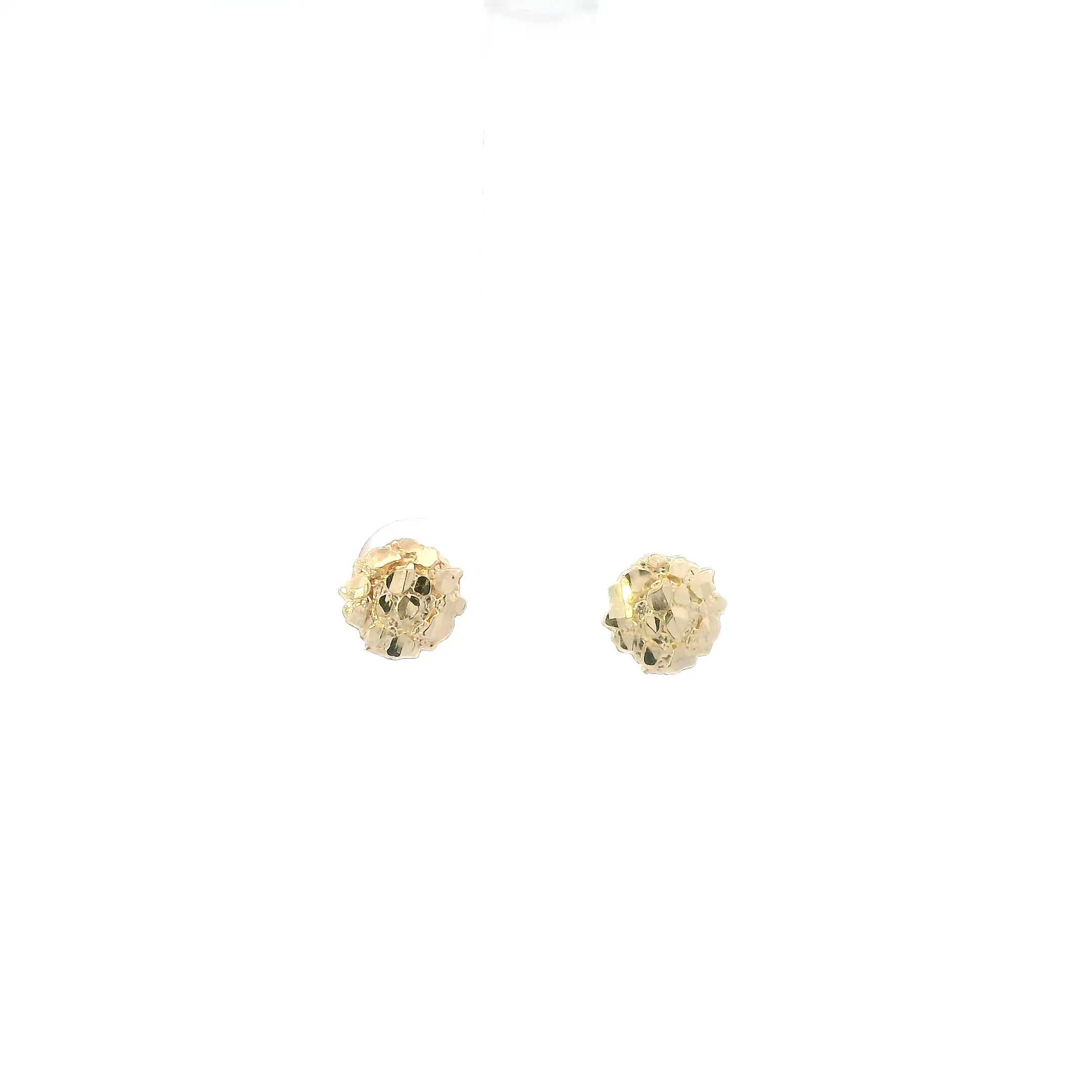 10K Yellow Gold Round Nugget Earrings