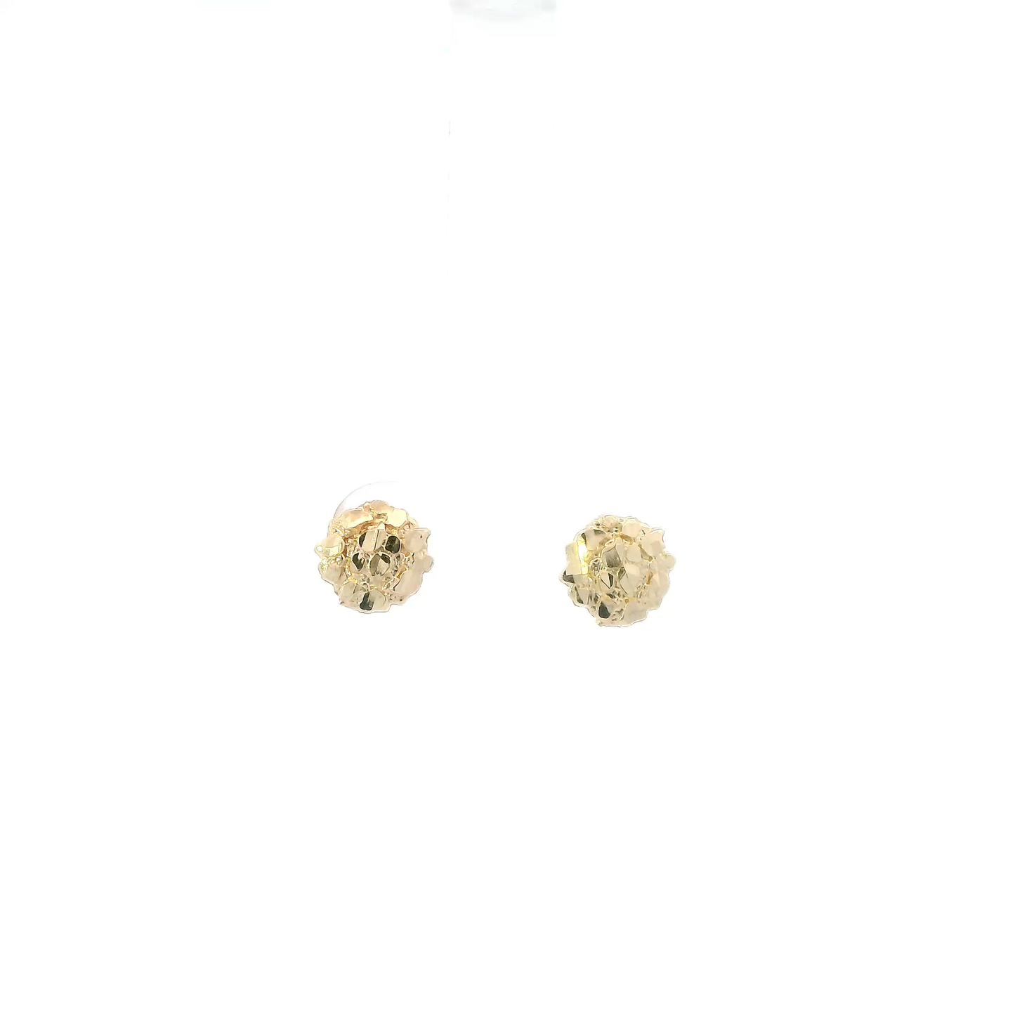10K Yellow Gold Round Nugget Earrings
