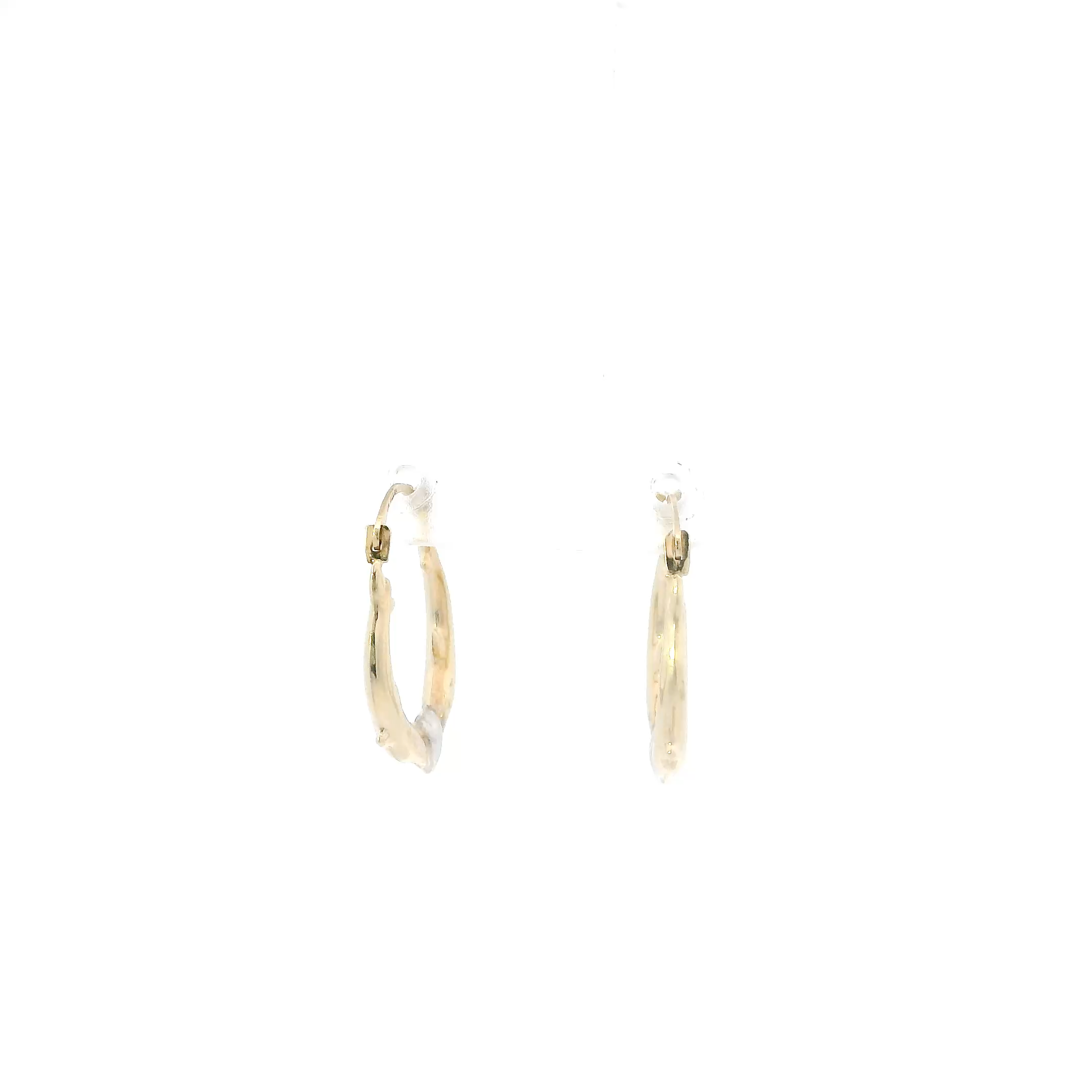 10K Yellow & White Gold Double Dolphin & Heart Hoop Earrings