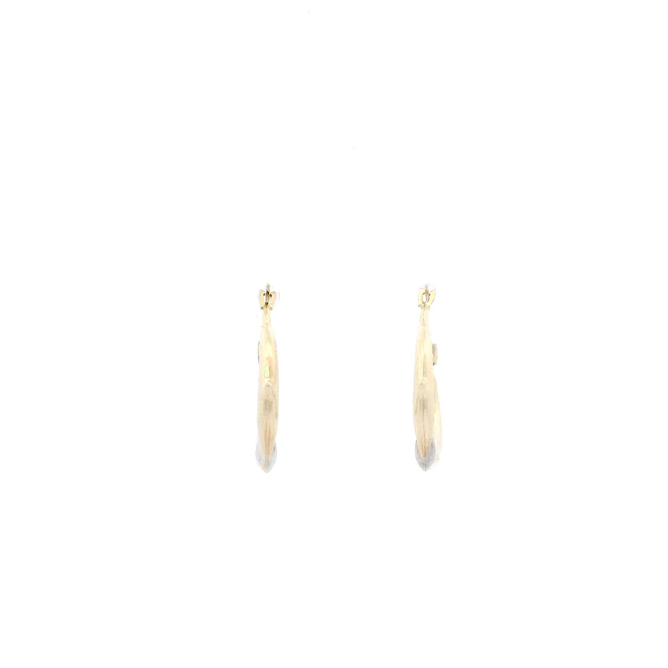 10K Yellow & White Gold Double Dolphin & Heart Hoop Earrings