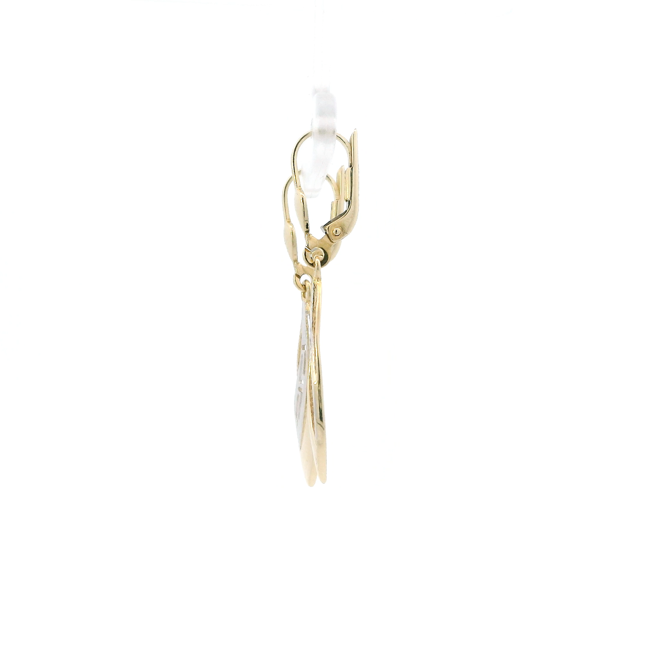 14K Yellow & White Gold Marquise Shape Dangle Earrings