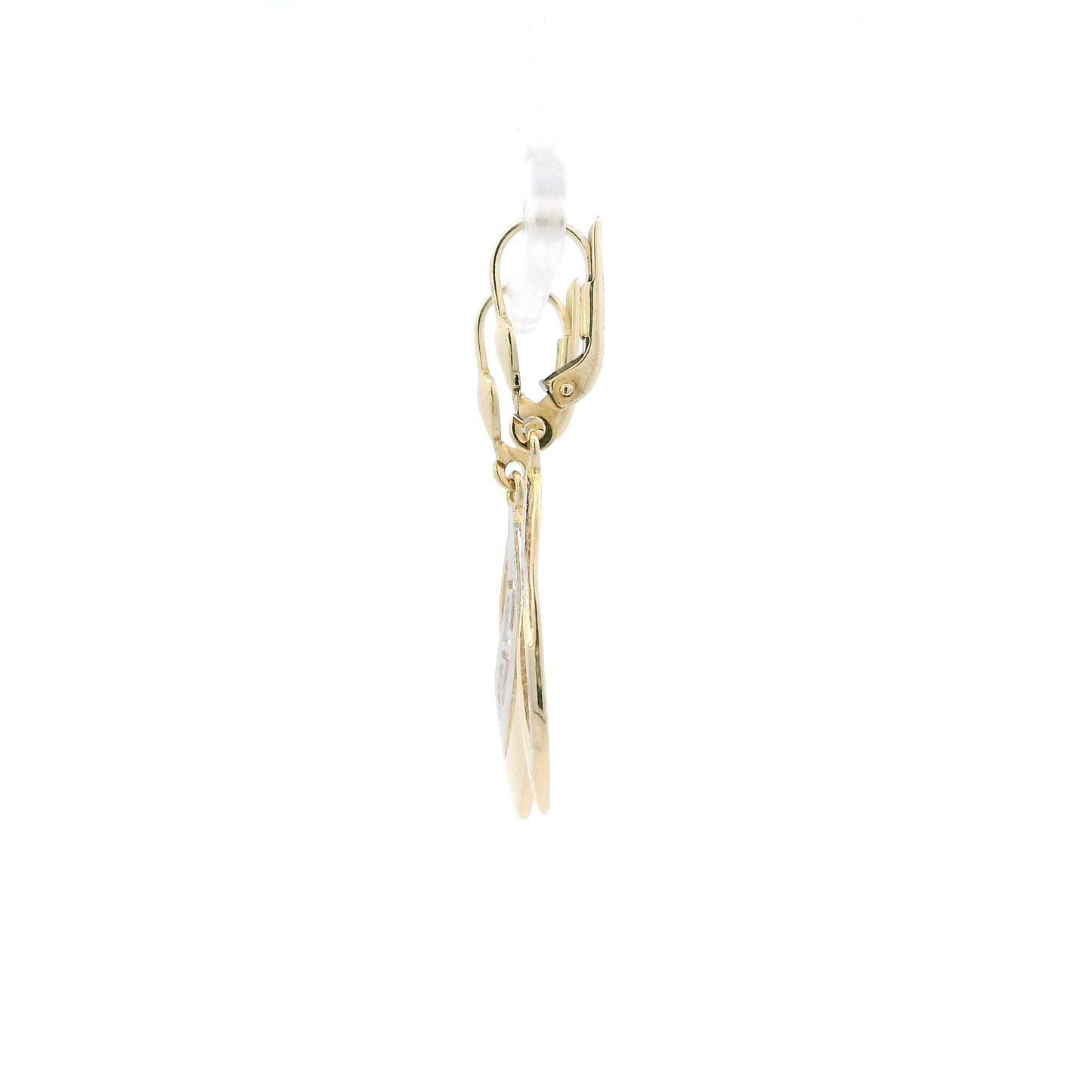 14K Yellow & White Gold Marquise Shape Dangle Earrings