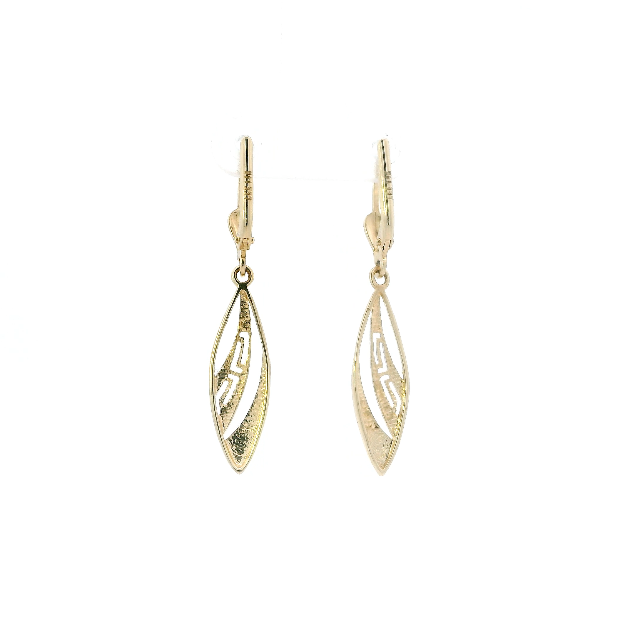 14K Yellow & White Gold Marquise Shape Dangle Earrings