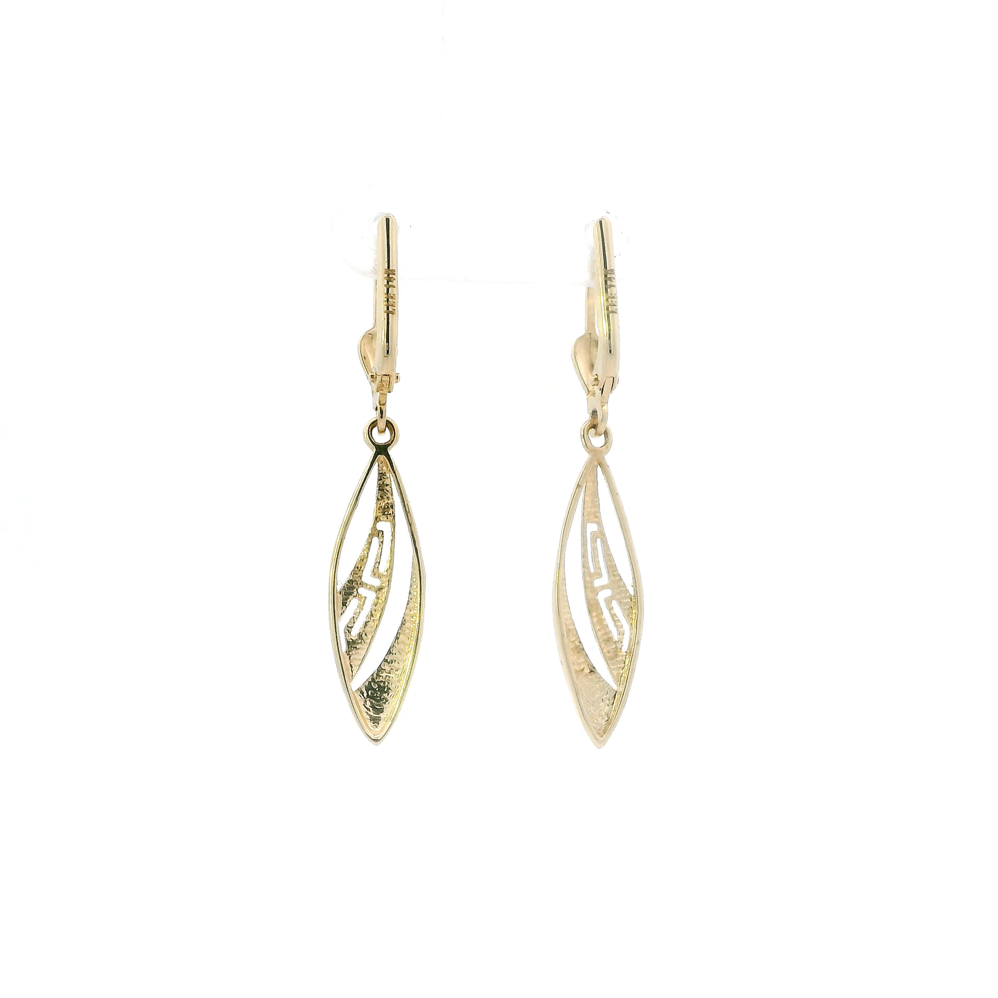 14K Yellow & White Gold Marquise Shape Dangle Earrings