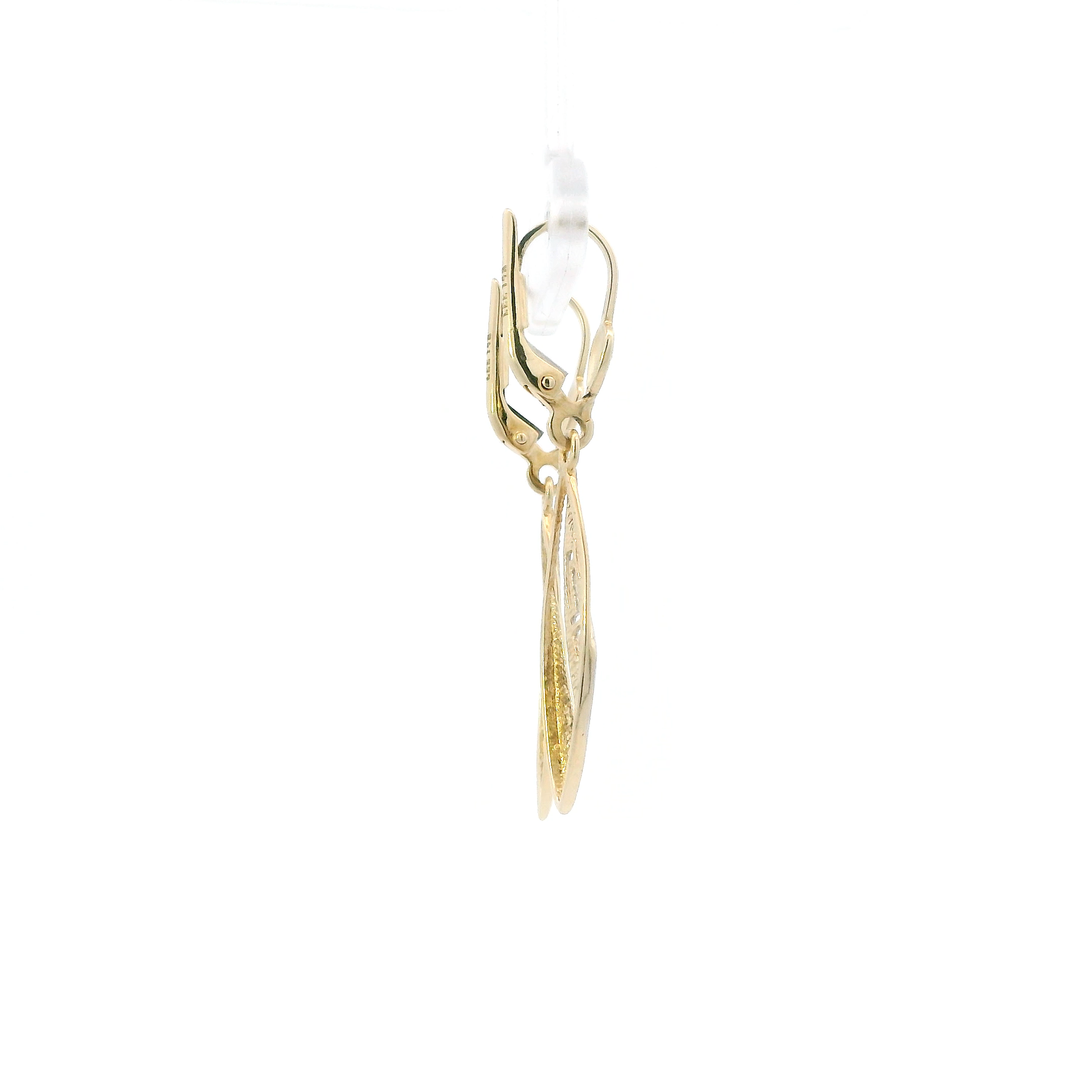 14K Yellow & White Gold Marquise Shape Dangle Earrings